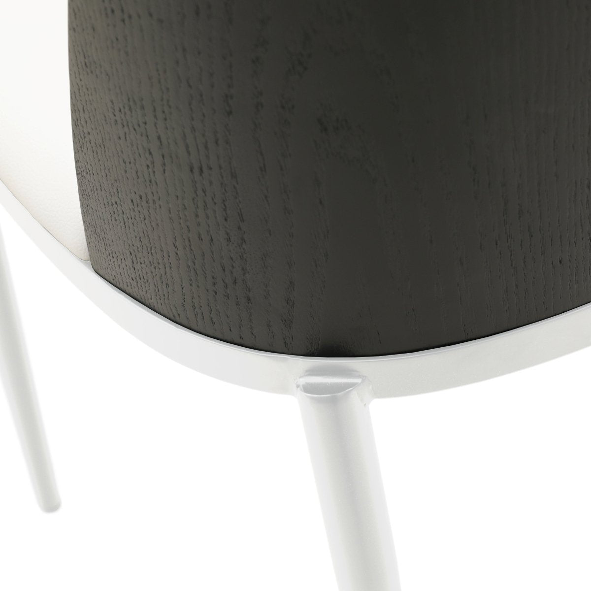Tule Dining Side Chair with Upholstered Seat and Powder-Coated Steel Frame White Black and White Dining Chair Leisuremod
