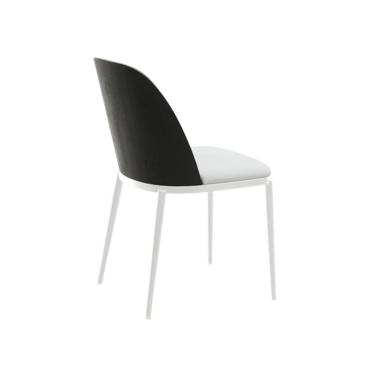 Tule Dining Side Chair with Upholstered Seat and Powder-Coated Steel Frame White Black Platinum Blue Dining Chair Leisuremod