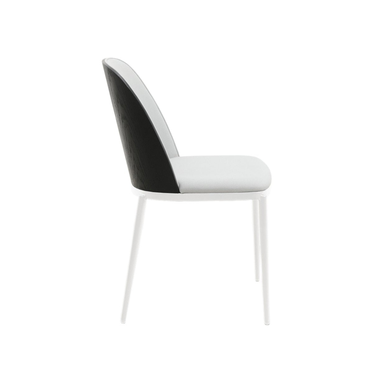 Tule Dining Side Chair with Upholstered Seat and Powder-Coated Steel Frame White Black Platinum Blue Dining Chair Leisuremod