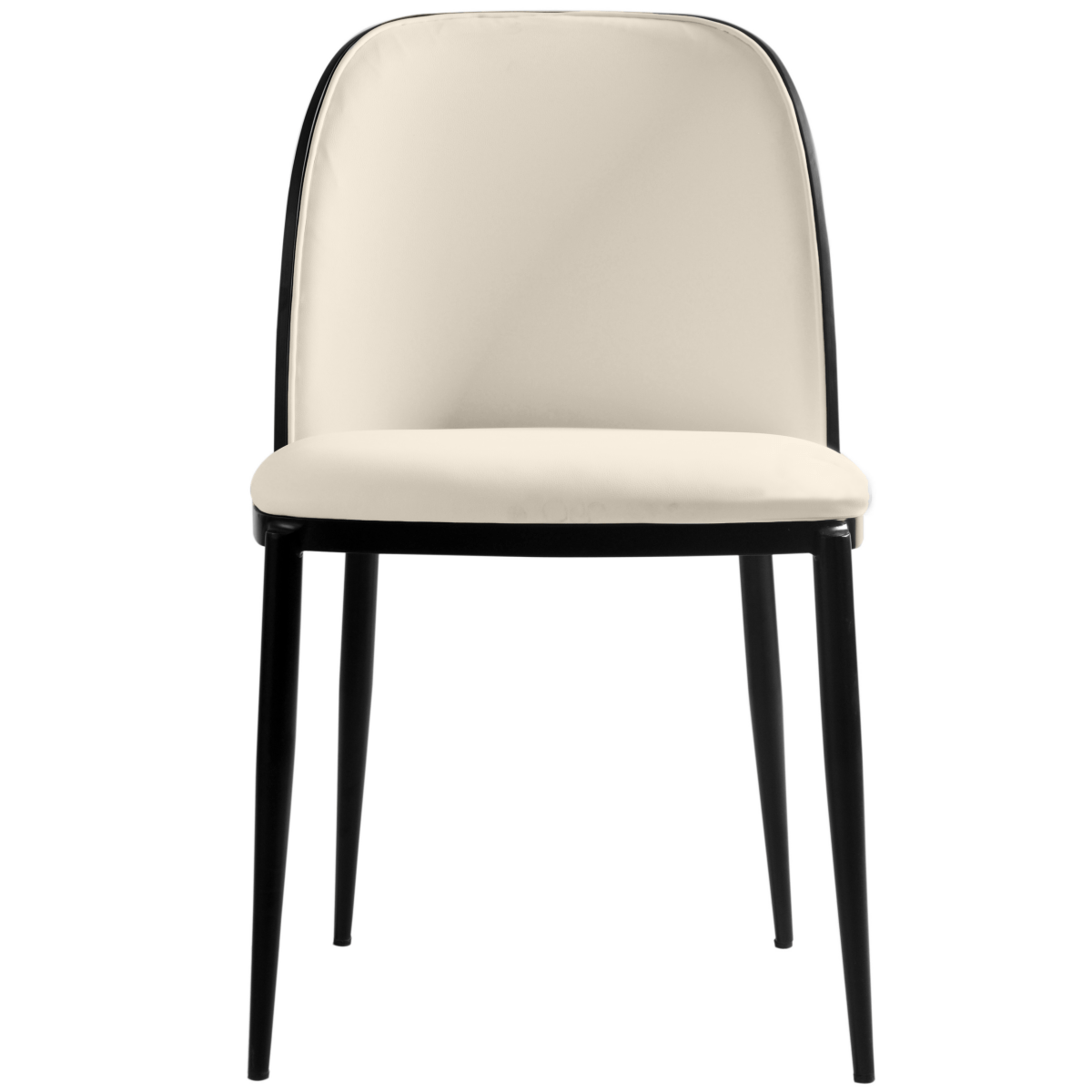 Tule Dining Side Chair with Upholstered Seat and Powder-Coated Steel Frame Black Black and White Dining Chair Leisuremod