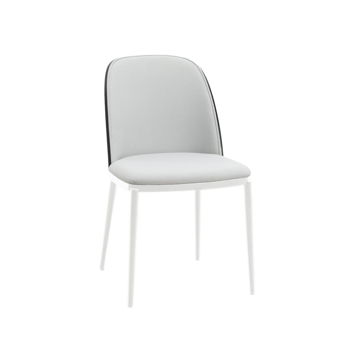 Tule Dining Side Chair with Upholstered Seat and Powder-Coated Steel Frame White Black Platinum Blue Dining Chair Leisuremod