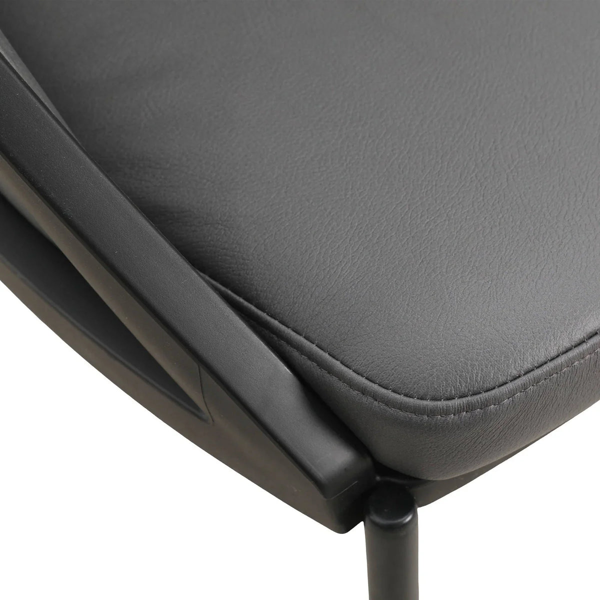 Urbane Dining Chair with Vinyl Fabric Seat and Wicker/Vinyl Backrest in Black Stainless Steel - Elax Furniture