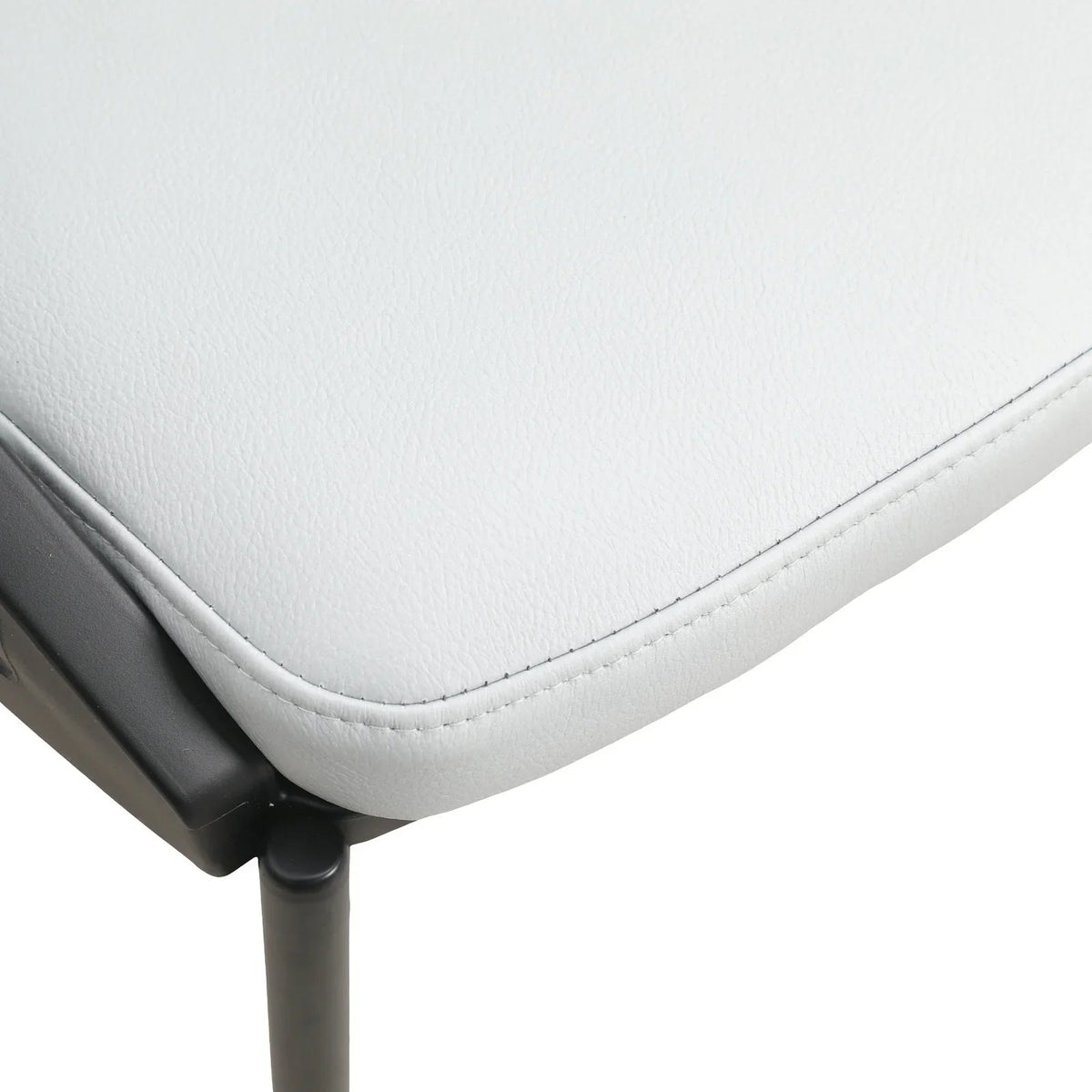 Urbane Dining Chair with Vinyl Fabric Seat and Wicker/Vinyl Backrest in Black Stainless Steel - Elax Furniture