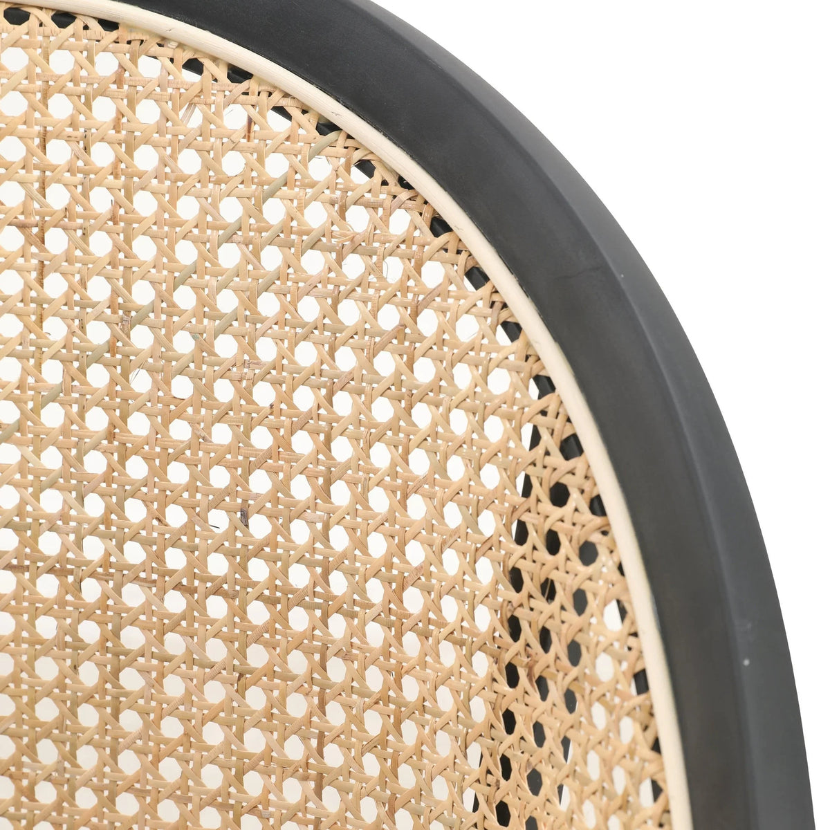 Urbane Dining Chair with Vinyl Fabric Seat and Wicker/Vinyl Backrest in Black Stainless Steel - Elax Furniture