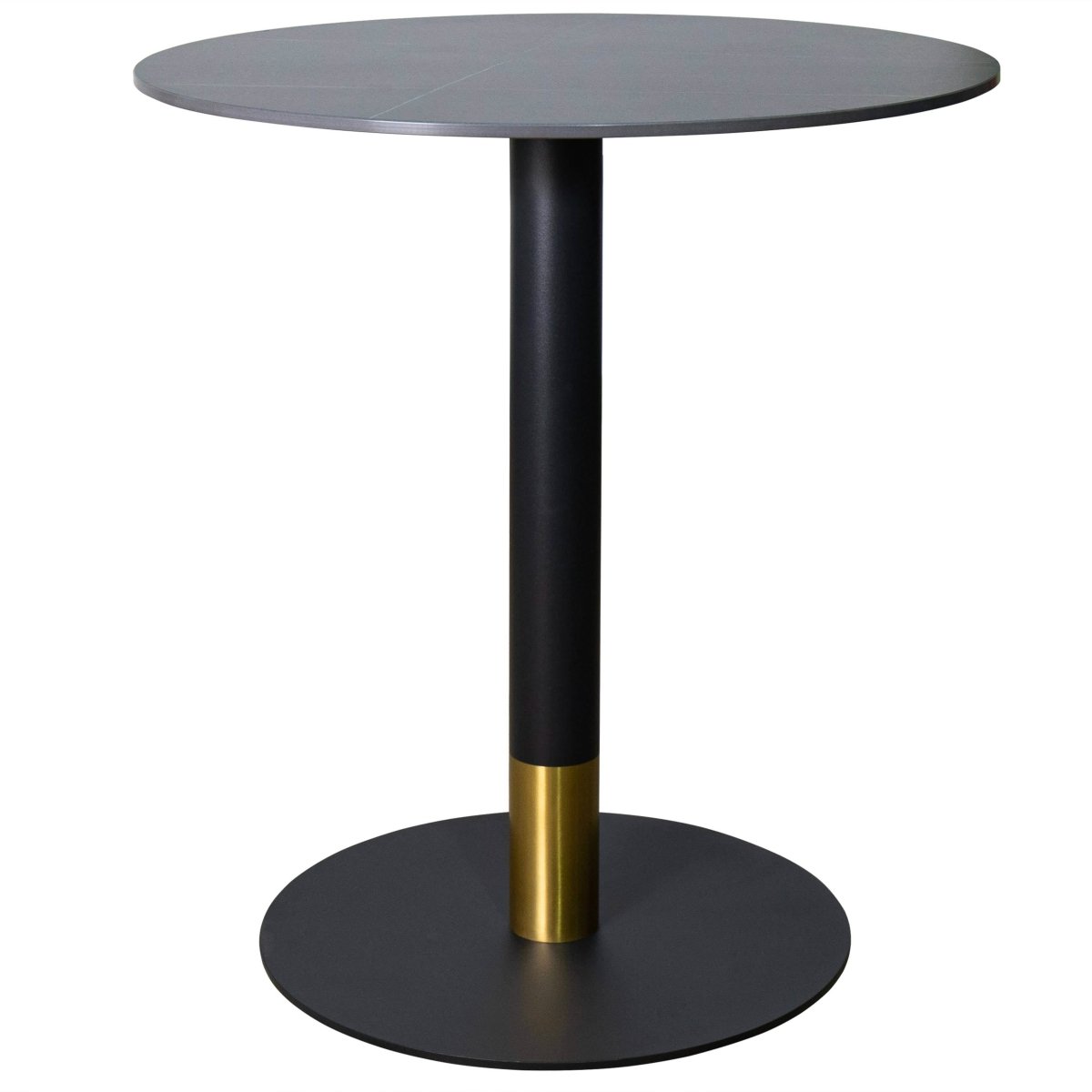 Vail Collection Dining Table Black/Gold Round Base With 27"/36" Round Sintered Stone and MDF Wood Top Stone 36 Inches Black Dining Table Leisuremod