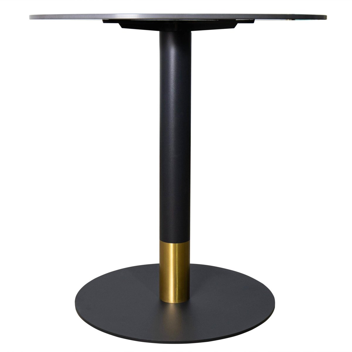 Vail Collection Dining Table Black/Gold Round Base With 27"/36" Round Sintered Stone and MDF Wood Top Stone 36 Inches Black Dining Table Leisuremod