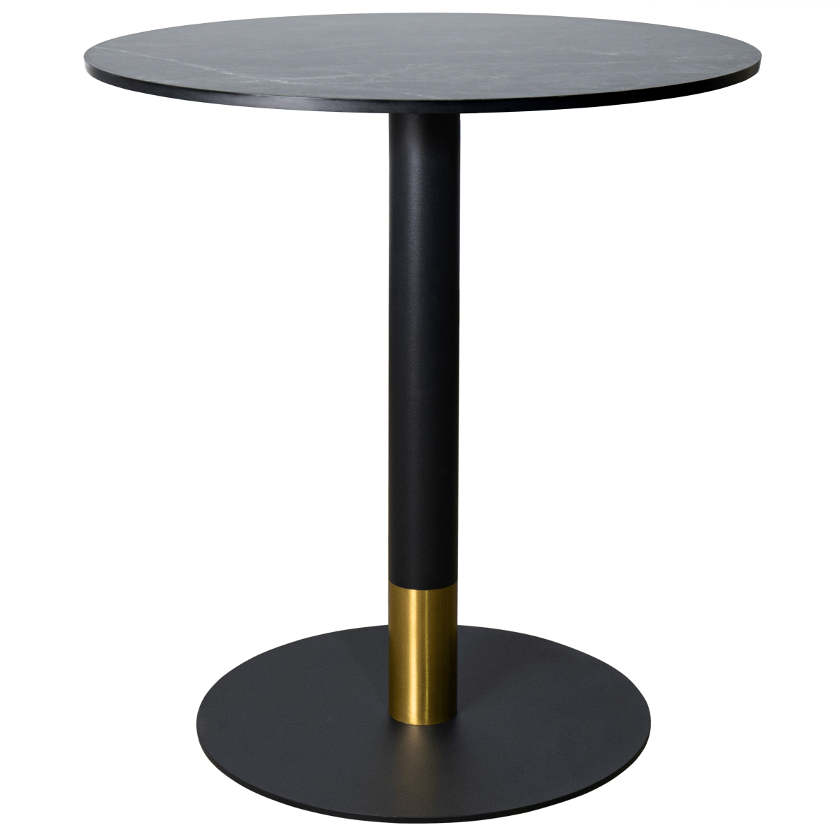 Vail Collection Dining Table Black/Gold Round Base With 27"/36" Round Sintered Stone and MDF Wood Top Wood 36 Inches Black Dining Table Leisuremod