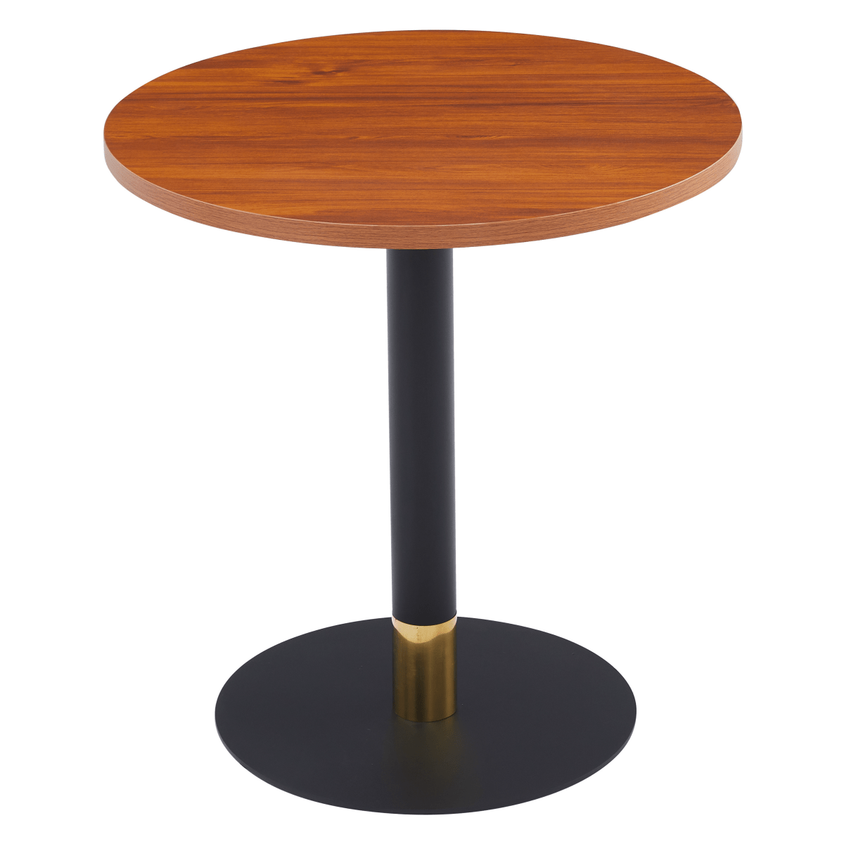 Vail Collection Dining Table Black/Gold Round Base With 27"/36" Round Sintered Stone and MDF Wood Top Wood 27 Inches Cognac Brown Dining Table Leisuremod