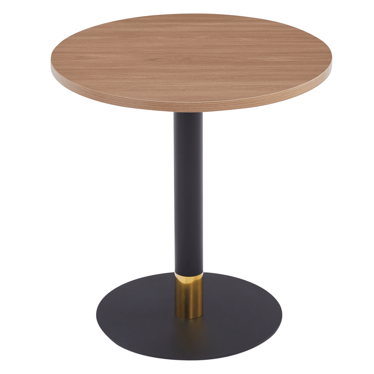 Vail Collection Dining Table Black/Gold Round Base With 27"/36" Round Sintered Stone and MDF Wood Top Wood 27 Inches Dark Brown Dining Table Leisuremod