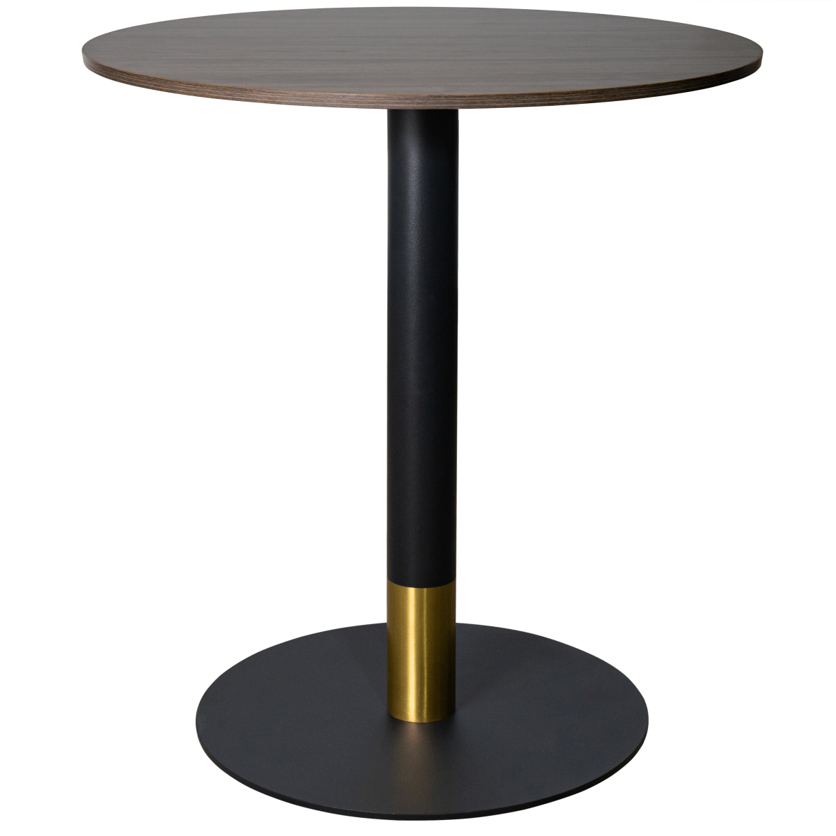Vail Collection Dining Table Black/Gold Round Base With 27"/36" Round Sintered Stone and MDF Wood Top Wood 36 Inches Dark Brown Dining Table Leisuremod