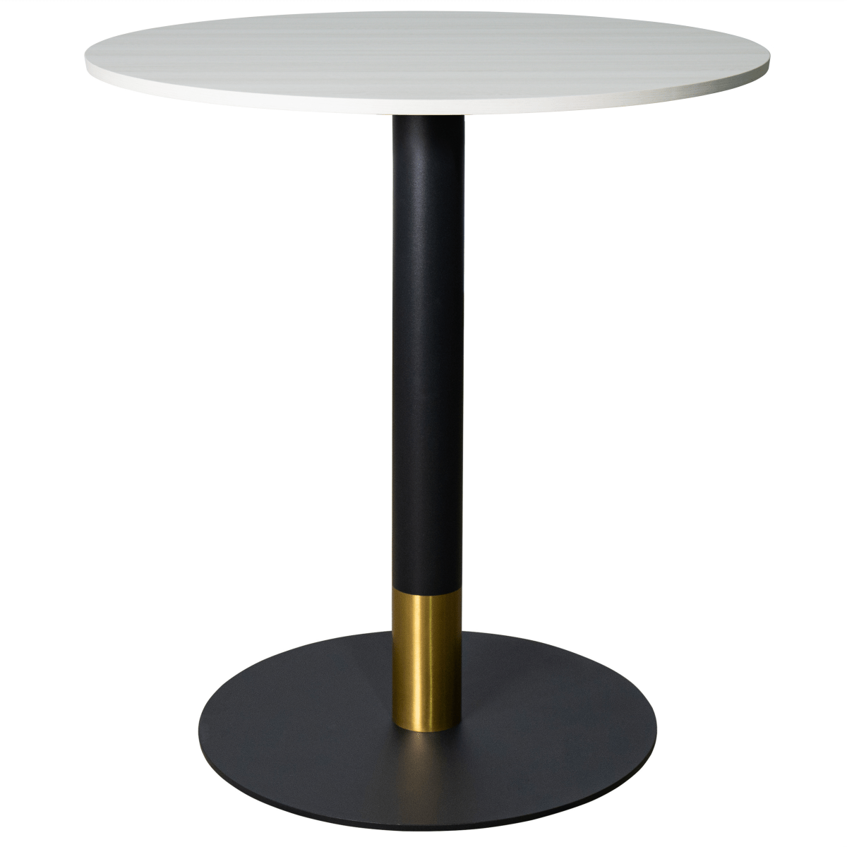 Vail Collection Dining Table Black/Gold Round Base With 27"/36" Round Sintered Stone and MDF Wood Top Wood 36 Inches Light Wood Brown Dining Table Leisuremod