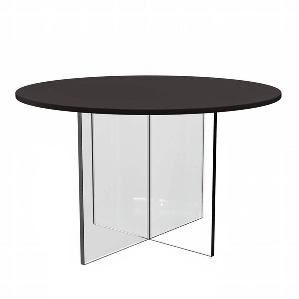 Valore Coffee Table with Round MDF Tabletop and Sturdy Acrylic Cross Base Black Coffee Table Leisuremod