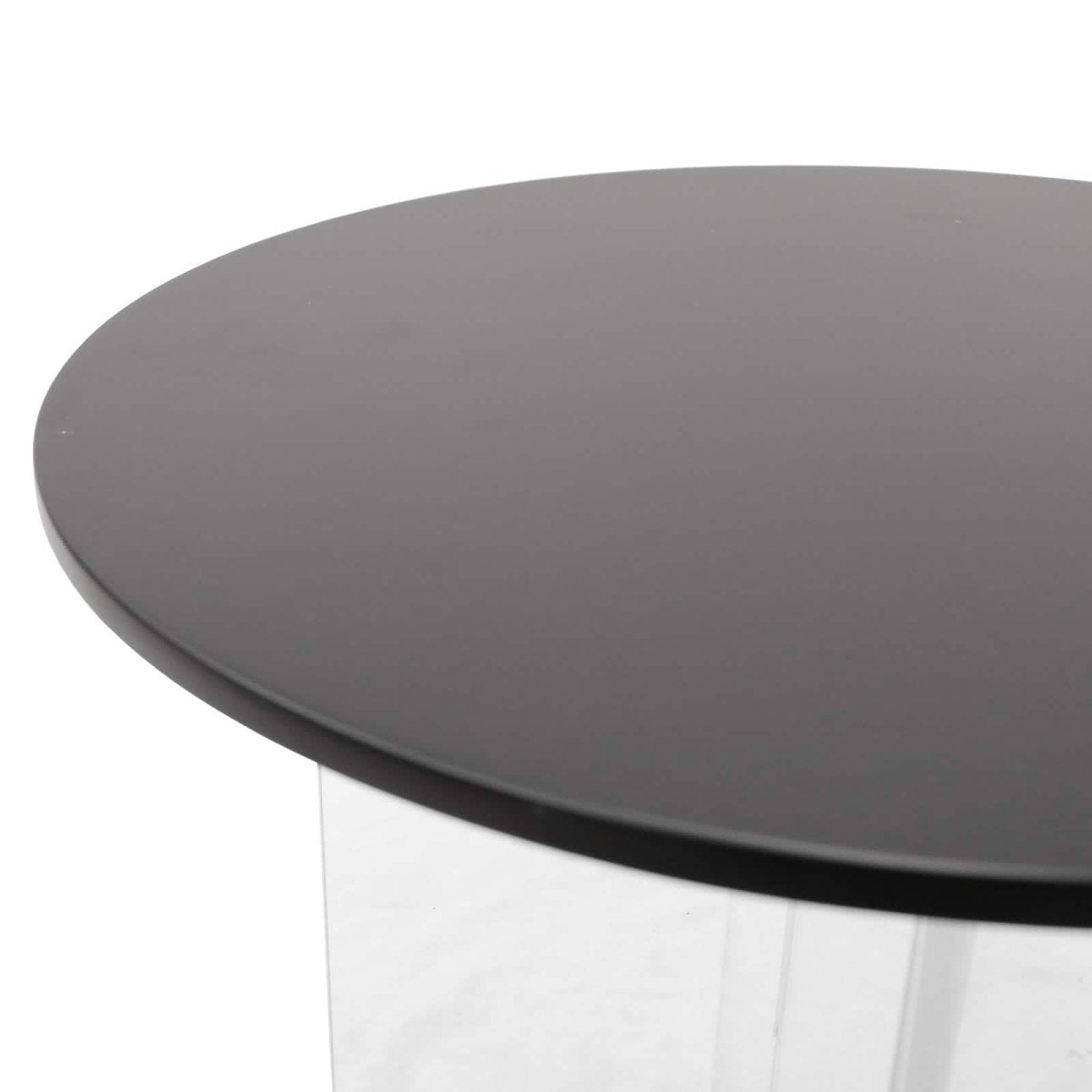 Valore Coffee Table with Round MDF Tabletop and Sturdy Acrylic Cross Base Black Coffee Table Leisuremod