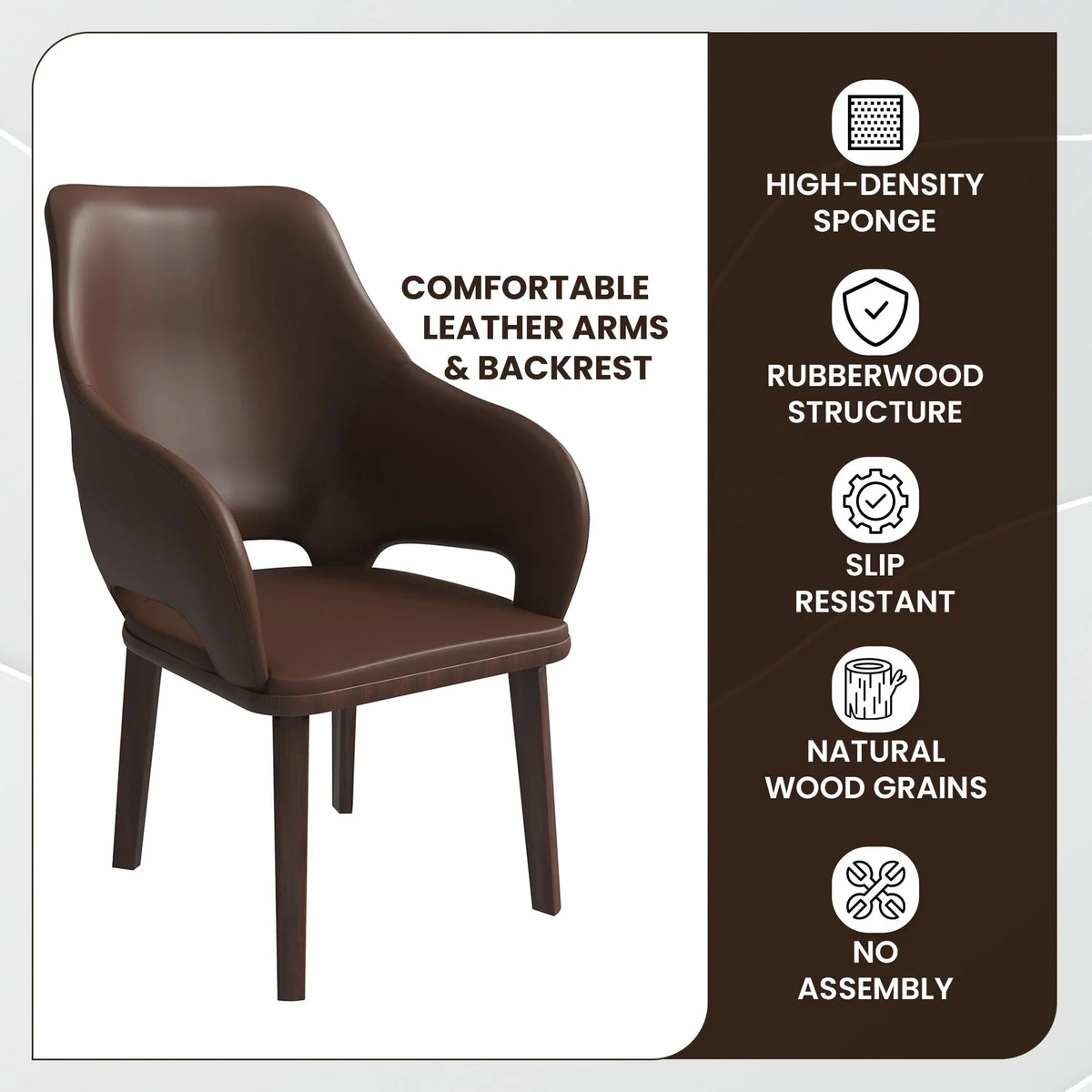 Vivara Dining Chair Upholstered in Leather with Rubberwood Base - Elax Furniture