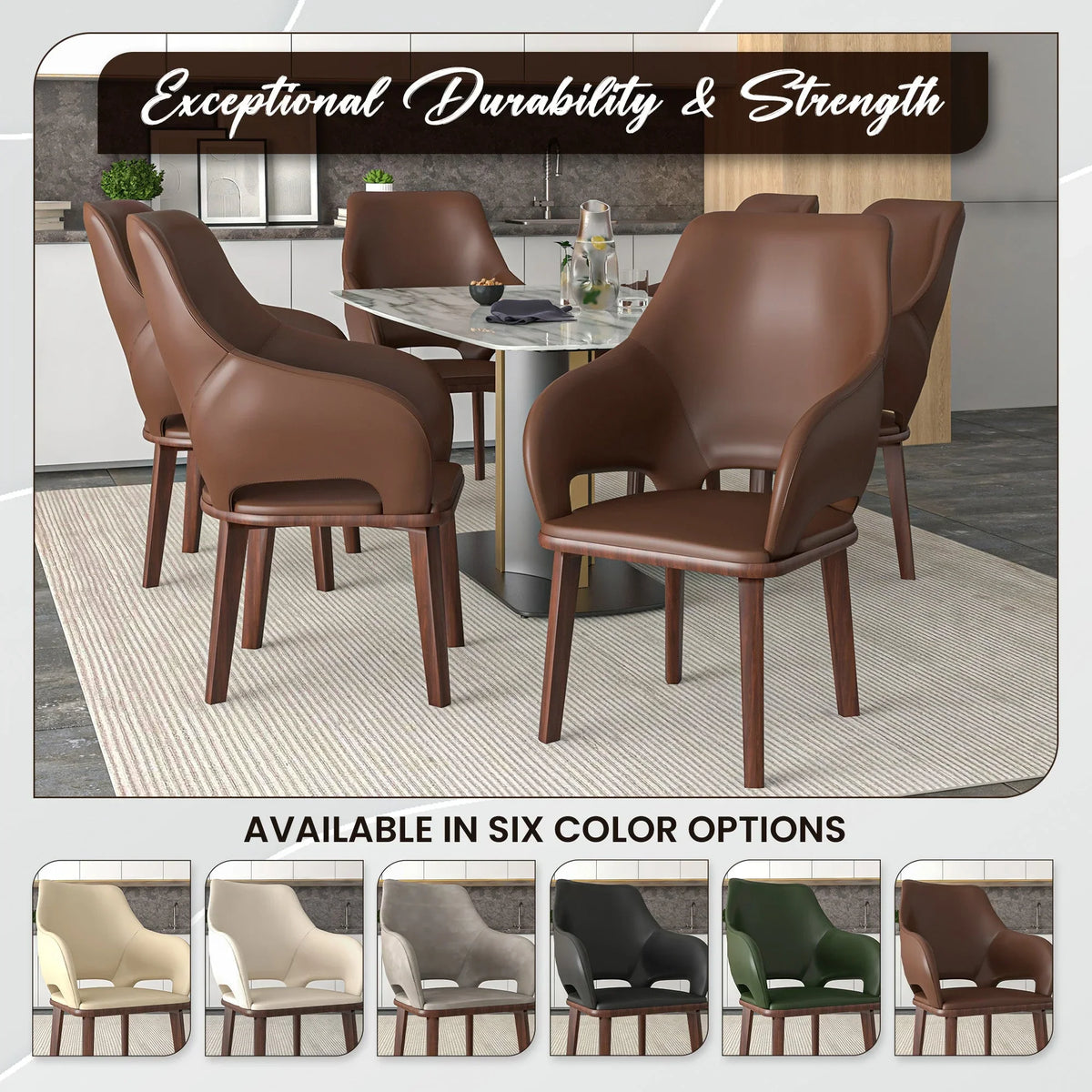 Vivara Dining Chair Upholstered in Leather with Rubberwood Base - Elax Furniture