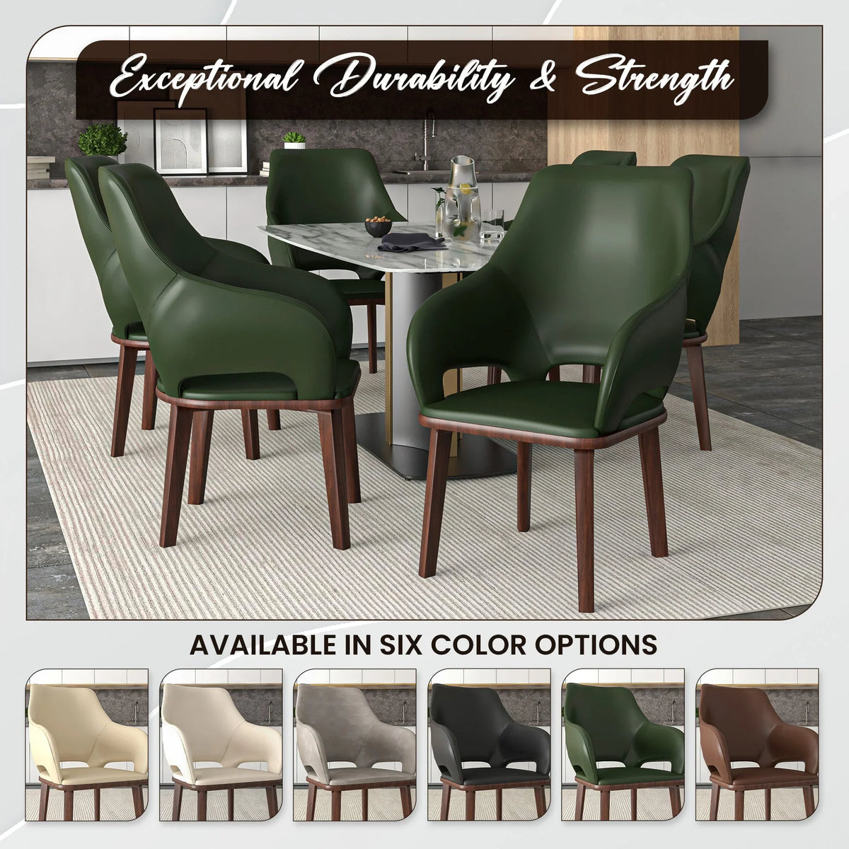 Vivara Dining Chair Upholstered in Leather with Rubberwood Base - Elax Furniture
