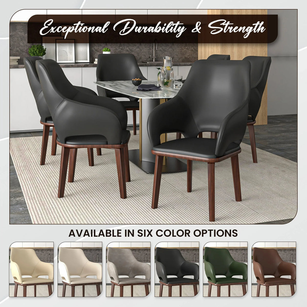 Vivara Dining Chair Upholstered in Leather with Rubberwood Base - Elax Furniture
