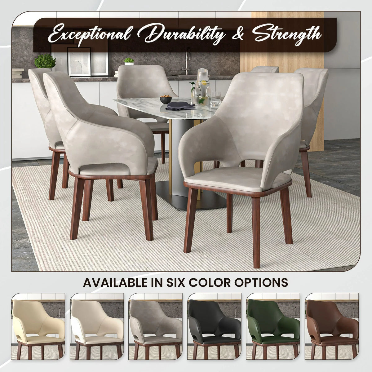 Vivara Dining Chair Upholstered in Leather with Rubberwood Base - Elax Furniture