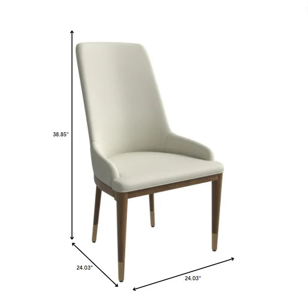 Viva Dining Side Chair Upholstered in Leather with Brown Rubberwood Legs - Elax Furniture