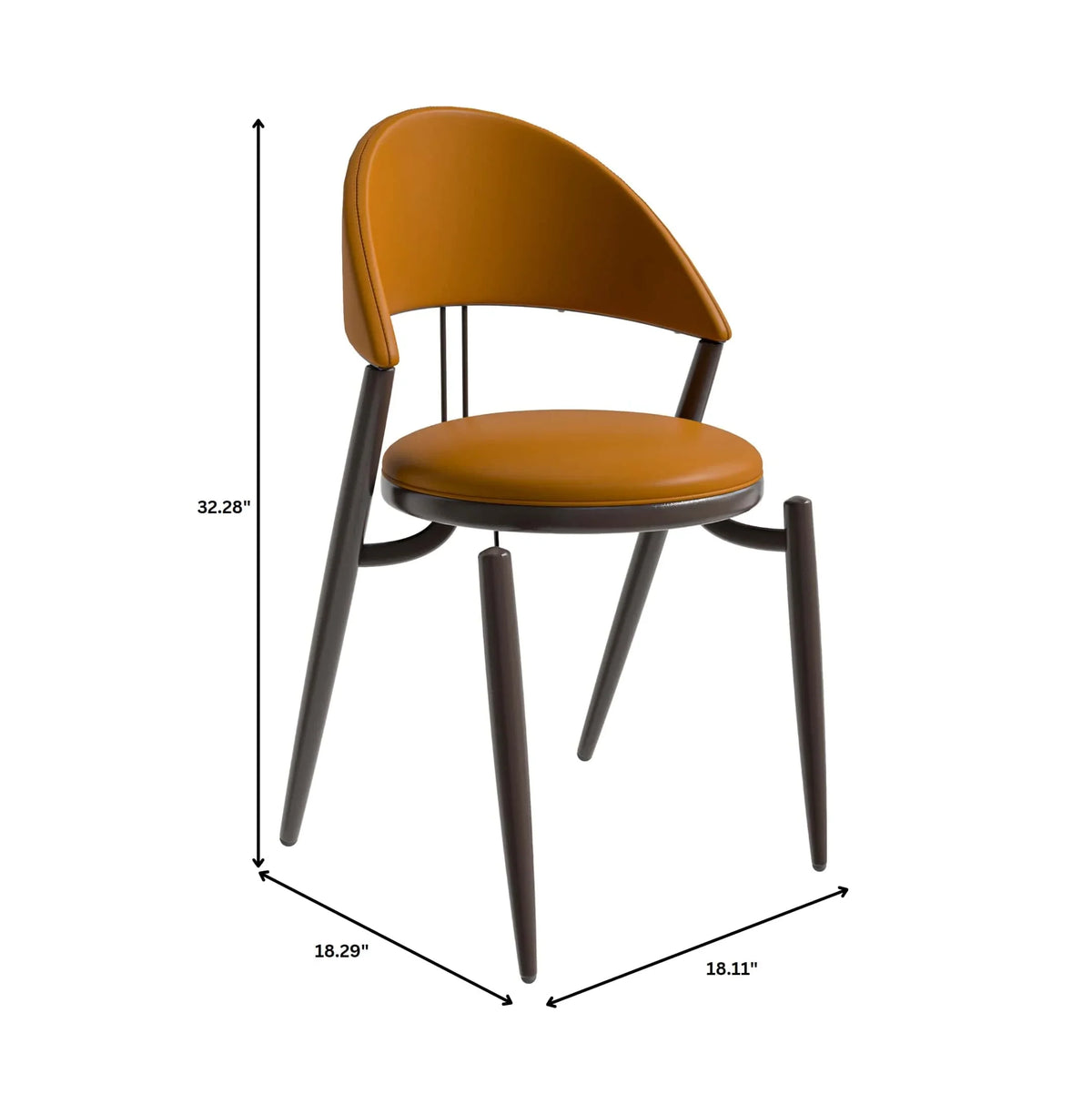 Venice Dining Chair Upholstered Leather in Iron With an Open Curved Back Design - Elax Furniture