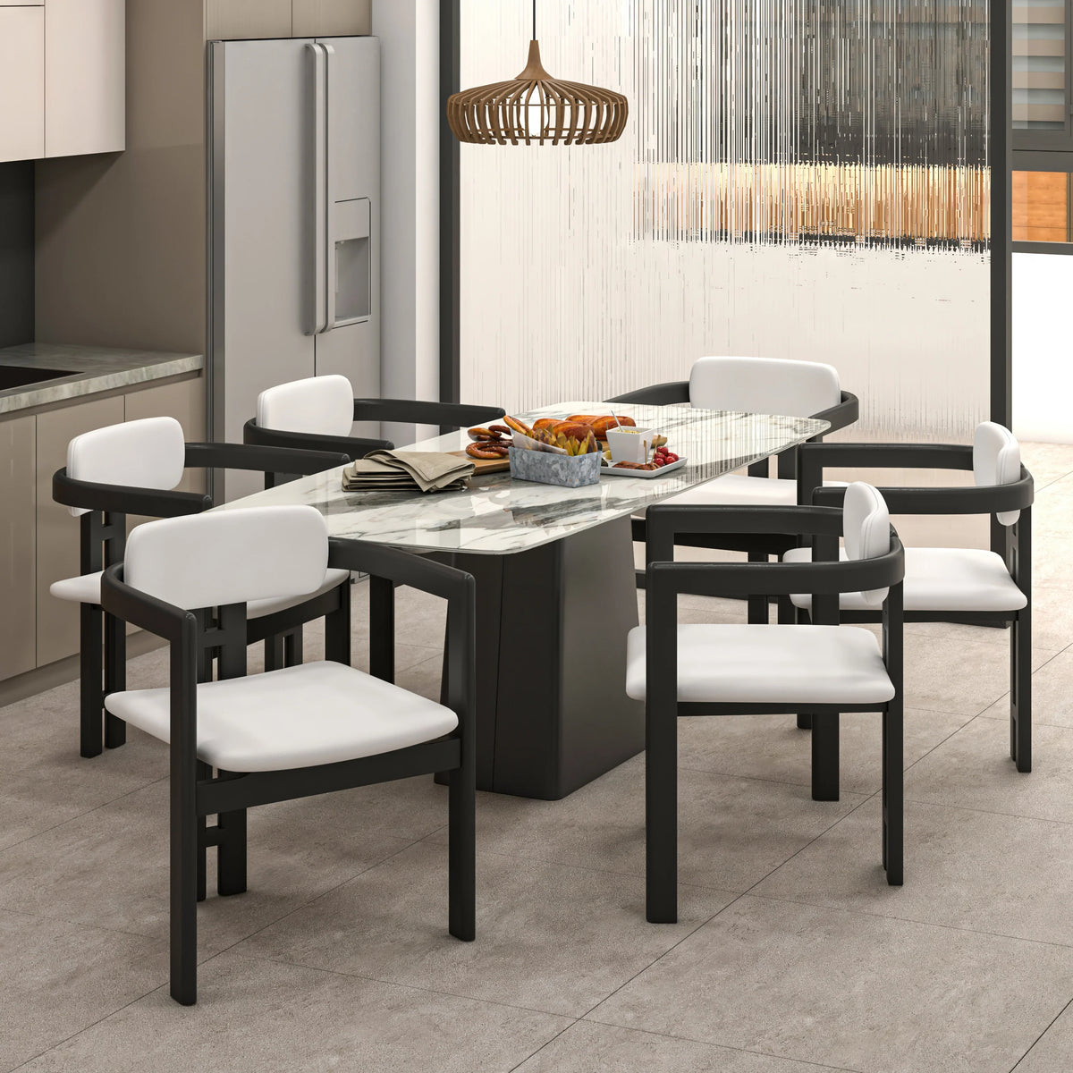 Velo Series Dining Chair with Upholstered Leather and Rubberwood Legs - Elax Furniture