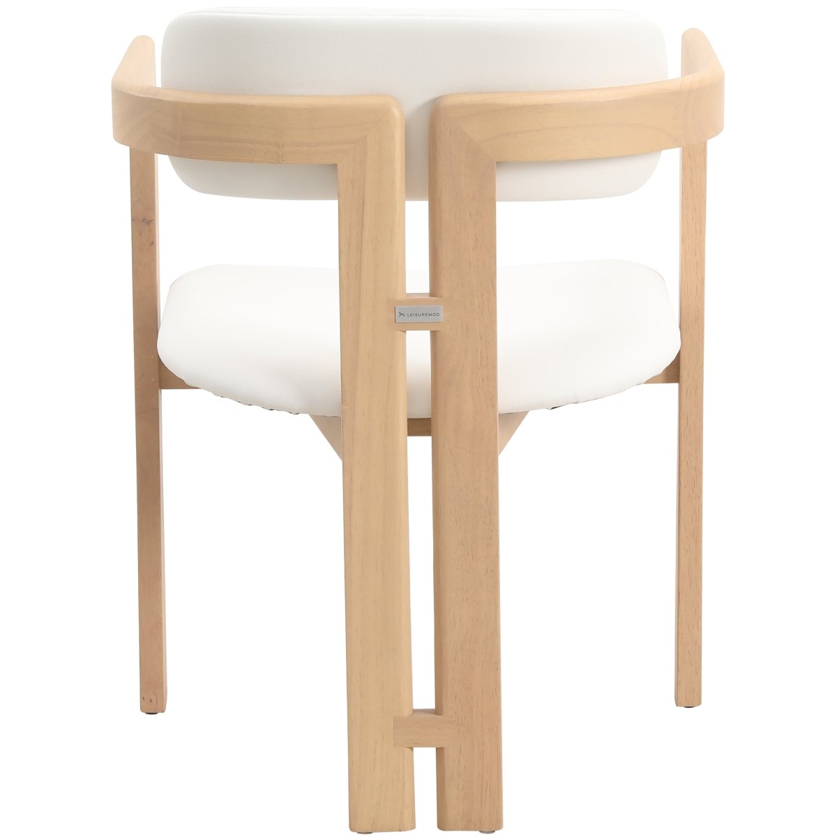 Velo Series Dining Chair with Upholstered Leather and Rubberwood Legs Natural White Dining Chair Leisuremod