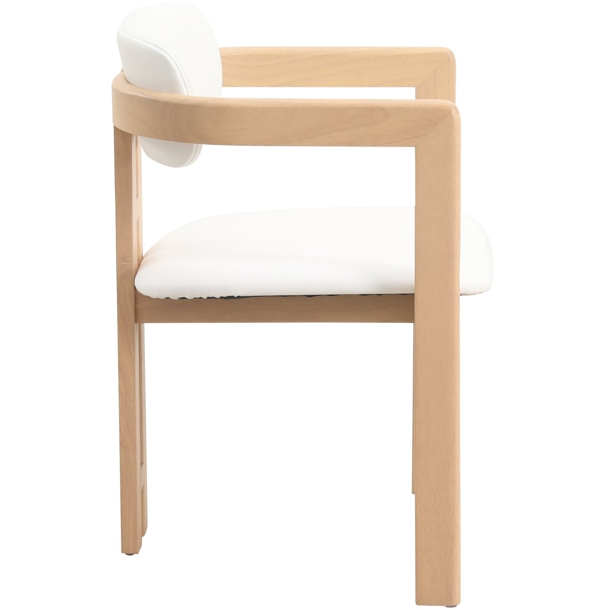 Velo Series Dining Chair with Upholstered Leather and Rubberwood Legs Natural White Dining Chair Leisuremod