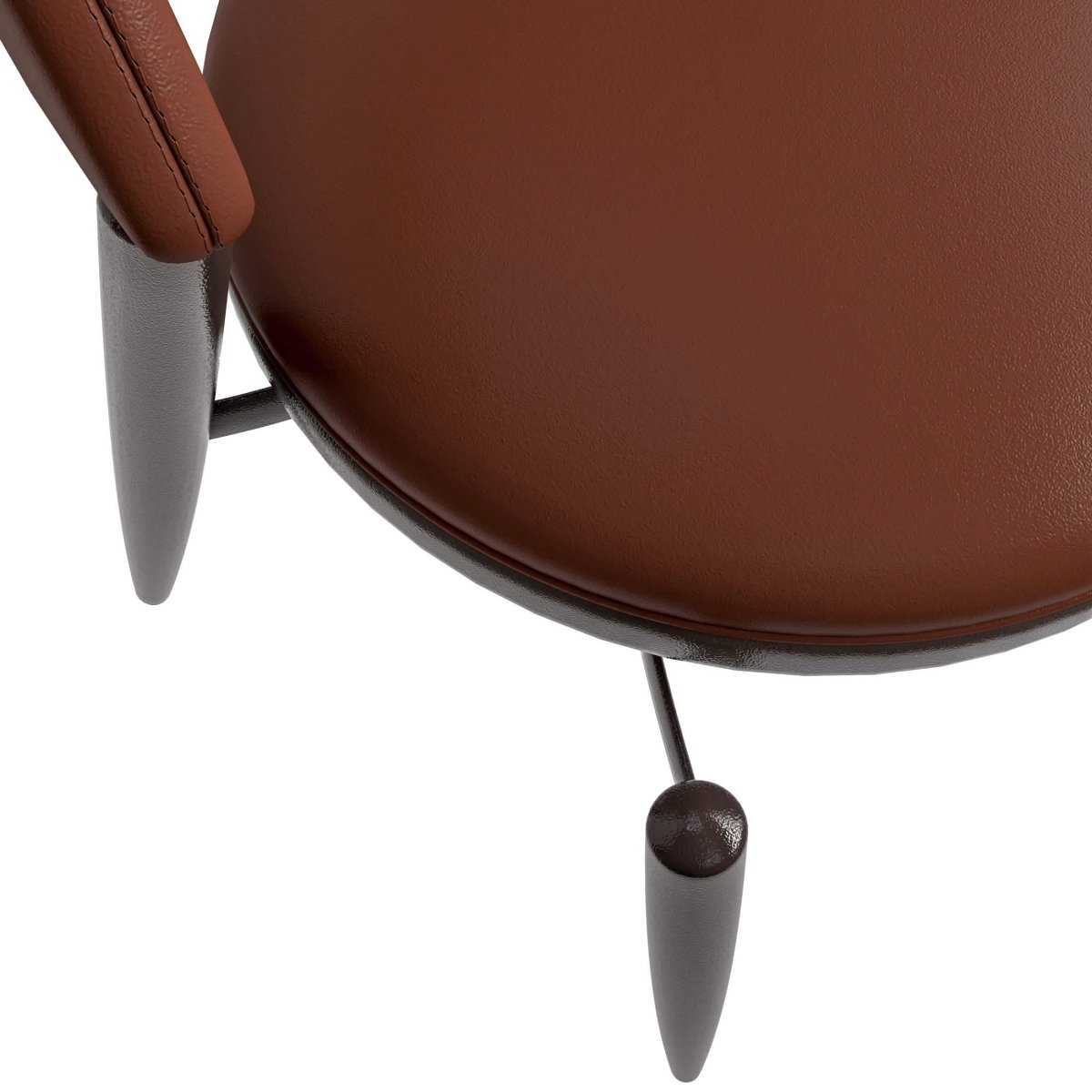 Venice Dining Chair Upholstered Leather in Iron With an Open Curved Back Design Dark Brown Dining Chair Leisuremod