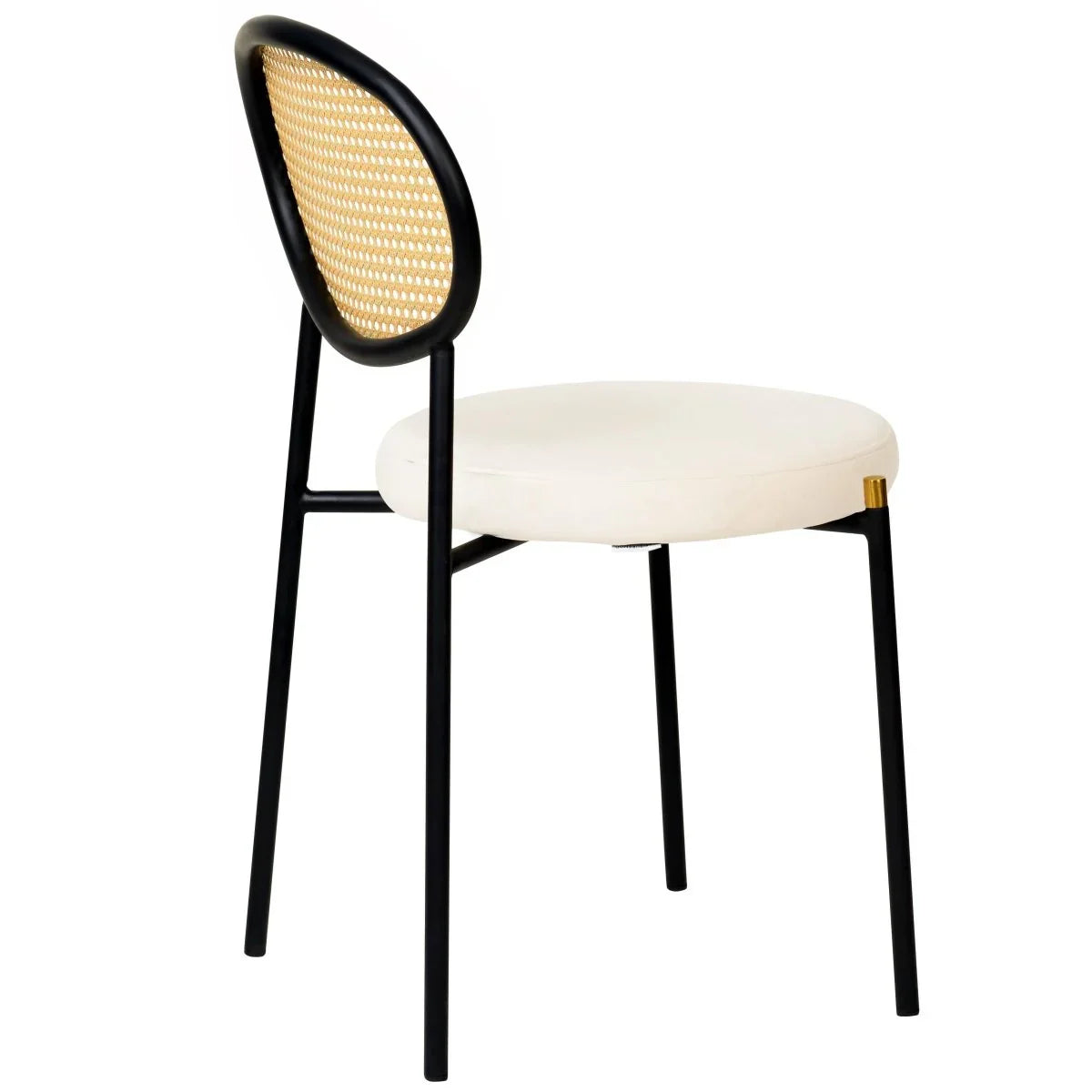 Verve 5-Piece Dining Set with 36" Round Dining Table Black MDF Top and Gold Base with 4 Velvet Dining Chairs in Black Steel Legs - Elax Furniture
