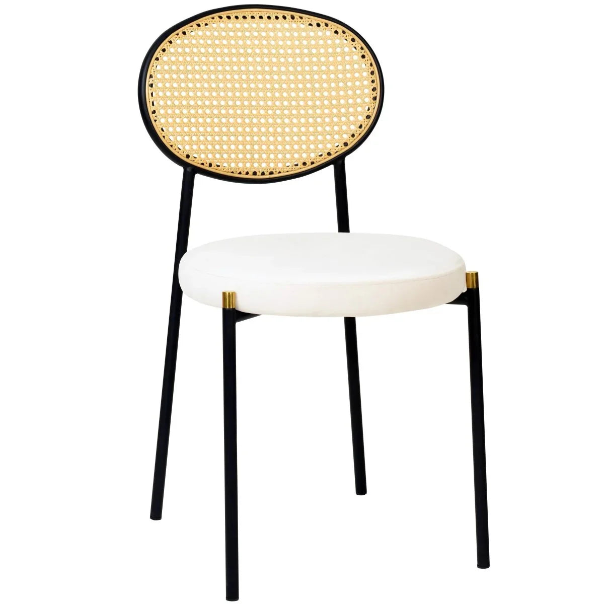 Verve 5-Piece Dining Set with 36" Round Dining Table Black MDF Top and Gold Base with 4 Velvet Dining Chairs in Black Steel Legs - Elax Furniture