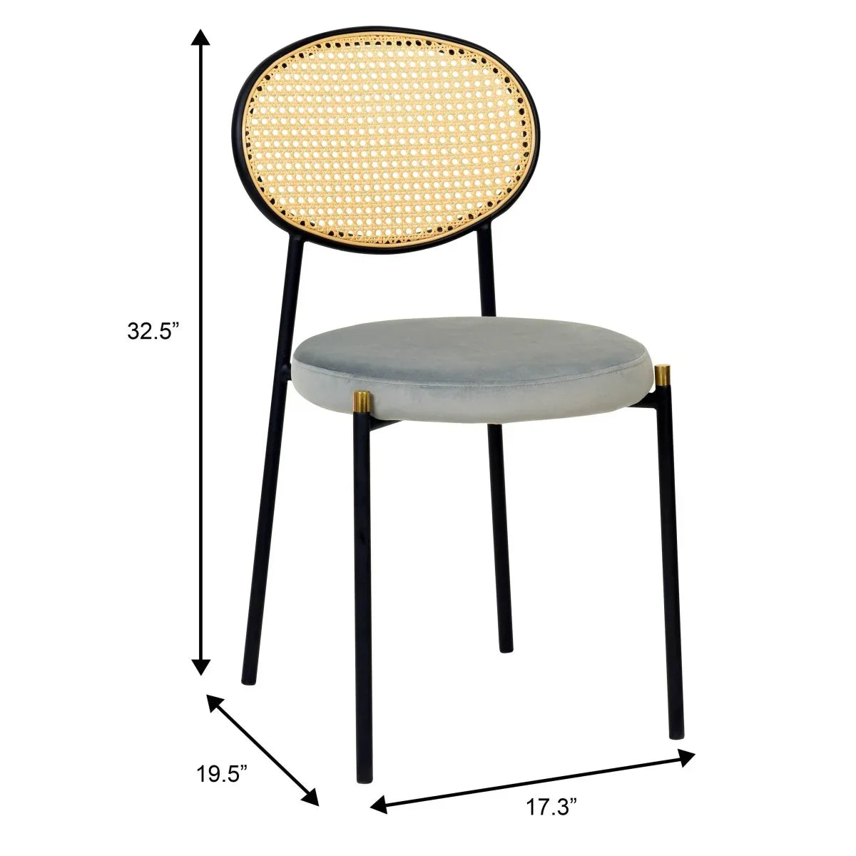 Verve 5-Piece Dining Set with 36" Round Dining Table Black MDF Top and Gold Base with 4 Velvet Dining Chairs in Black Steel Legs - Elax Furniture