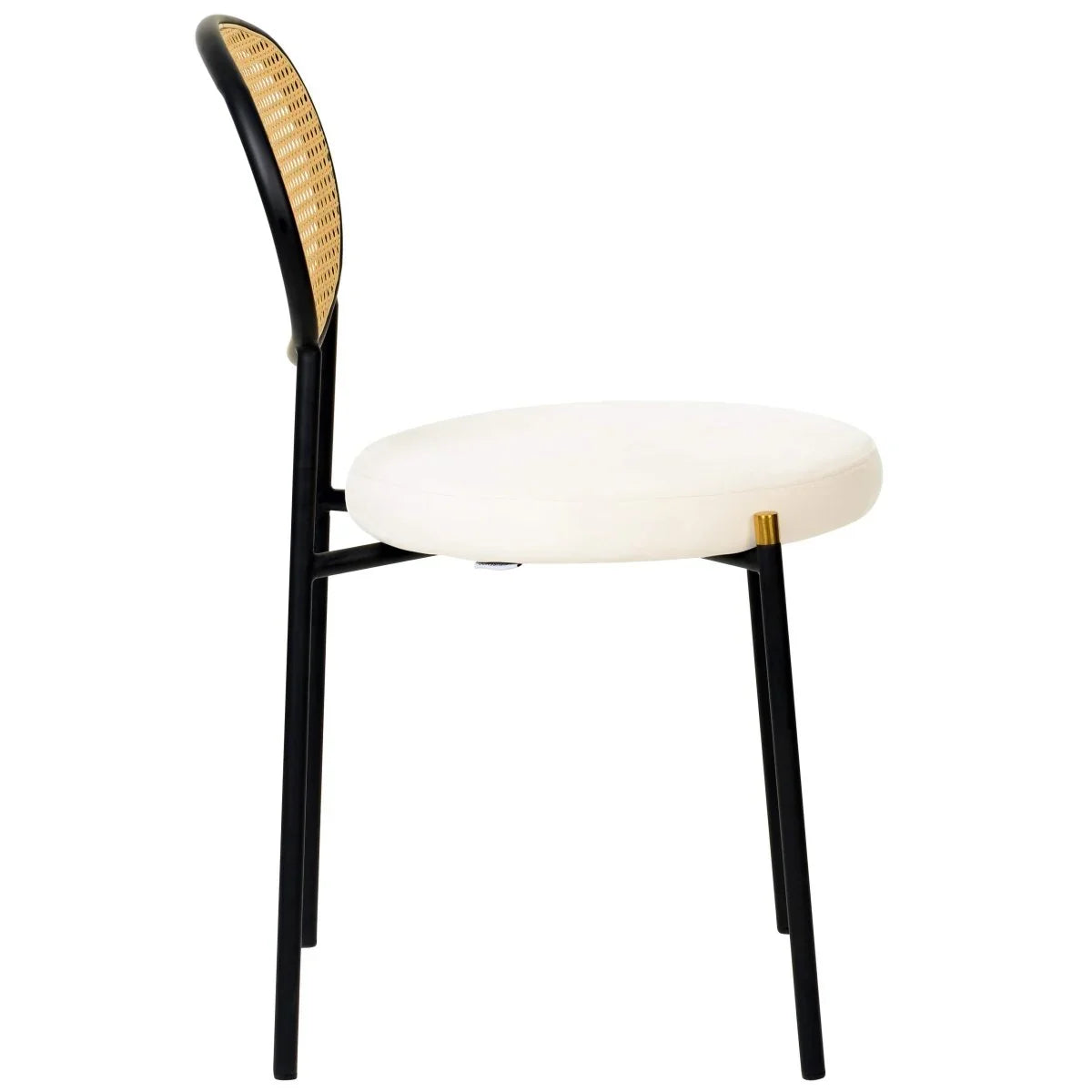 Verve 5-Piece Dining Set with 36" Round Dining Table Black MDF Top and Gold Base with 4 Velvet Dining Chairs in Black Steel Legs - Elax Furniture
