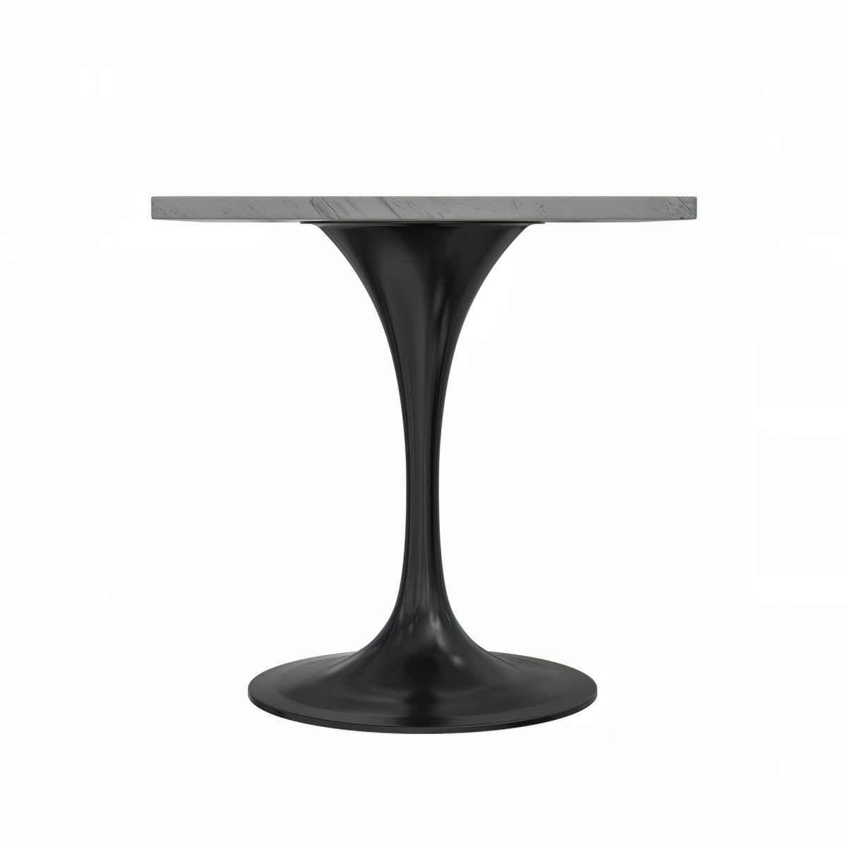 Verve Collection 24"Square Dining Table, Black/White/Brushed Gold Base with MDF Top 27 Inch Black Marbled White Resin Dining Table Leisuremod