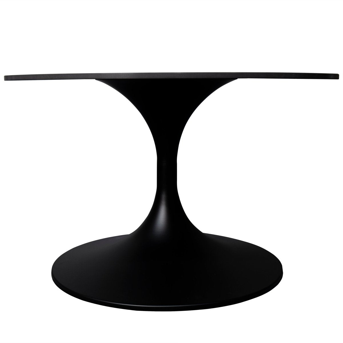 Verve Round Coffee Table with MDF/Resin/Sintered Stone Tabletop and Black Stainless Steel Base Sintered Stone 24 Inches Wide Black Coffee Table Leisuremod