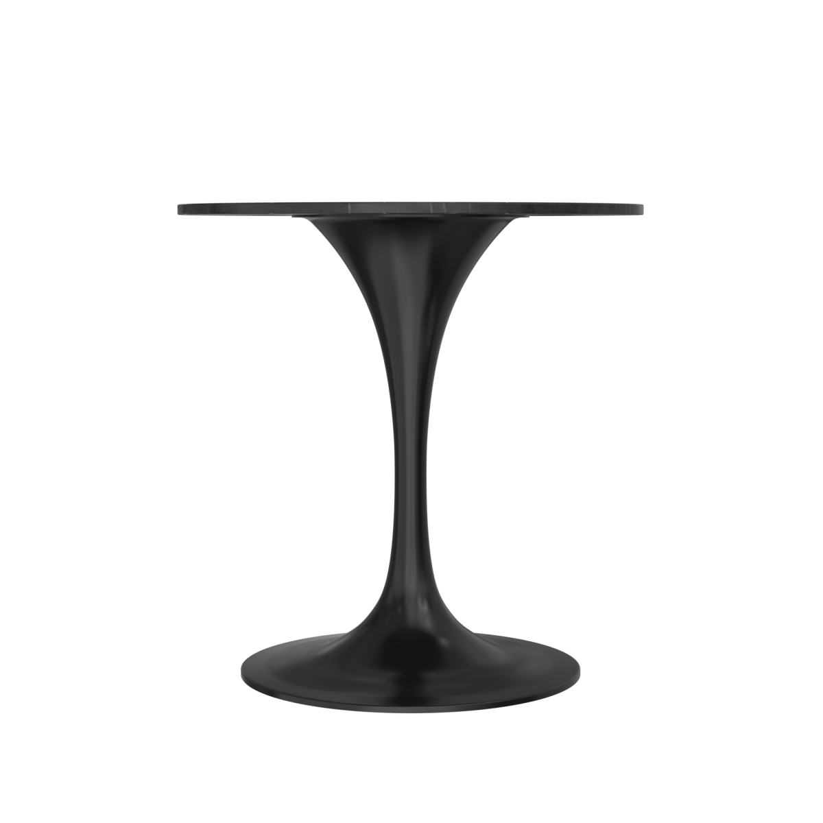 Verve Round Dining Table with MDF/Sintered Stone/Resin Tabletop in Black Stainless Steel Pedestal Base Sintered Stone 27 Inch Black Dining Table Leisuremod