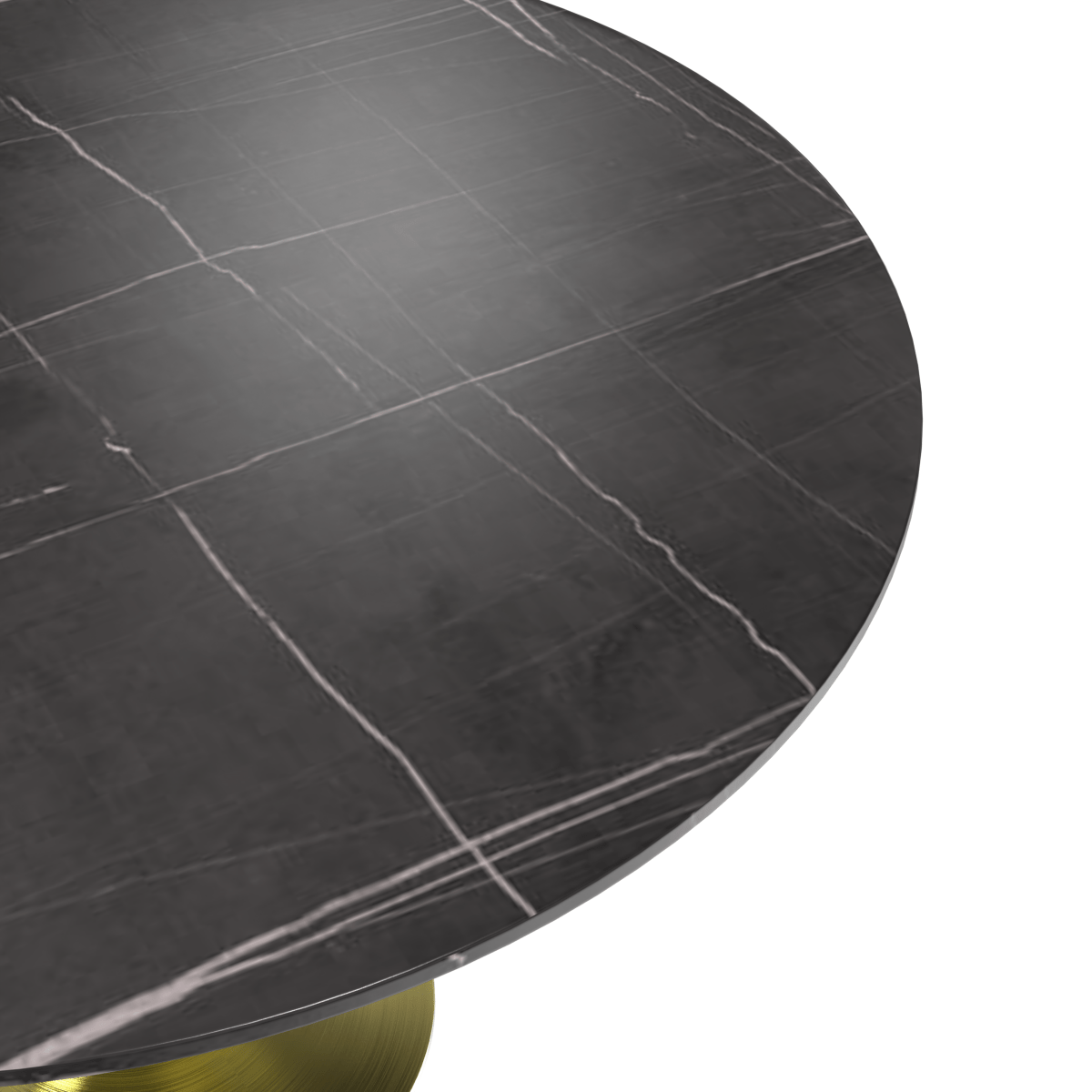 Verve Round Dining Table with MDF/Sintered Stone/Resin Tabletop in Gold Stainless Steel Pedestal Base Sintered Stone 48 Inch Black Dining Table Leisuremod