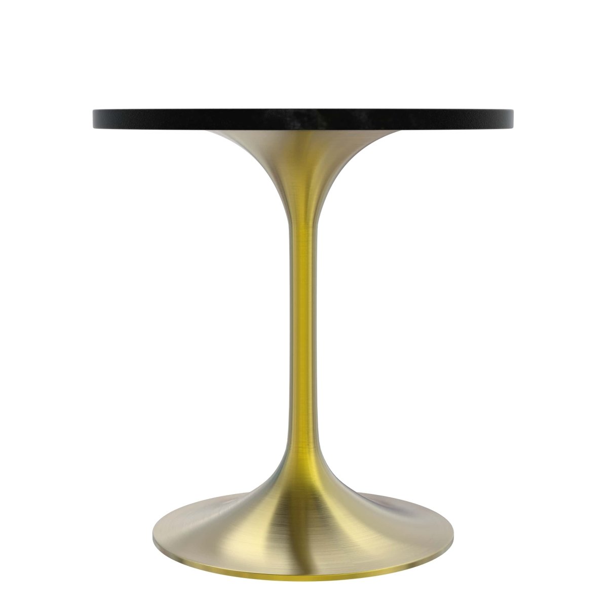 Verve Round Dining Table with MDF/Sintered Stone/Resin Tabletop in Gold Stainless Steel Pedestal Base MDF 27 Inch Black Dining Table Leisuremod