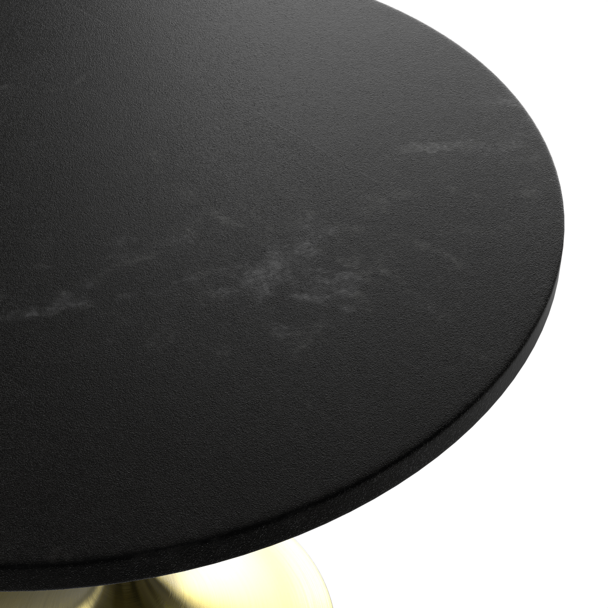 Verve Round Dining Table with MDF/Sintered Stone/Resin Tabletop in Gold Stainless Steel Pedestal Base MDF 36 Inch Black Dining Table Leisuremod