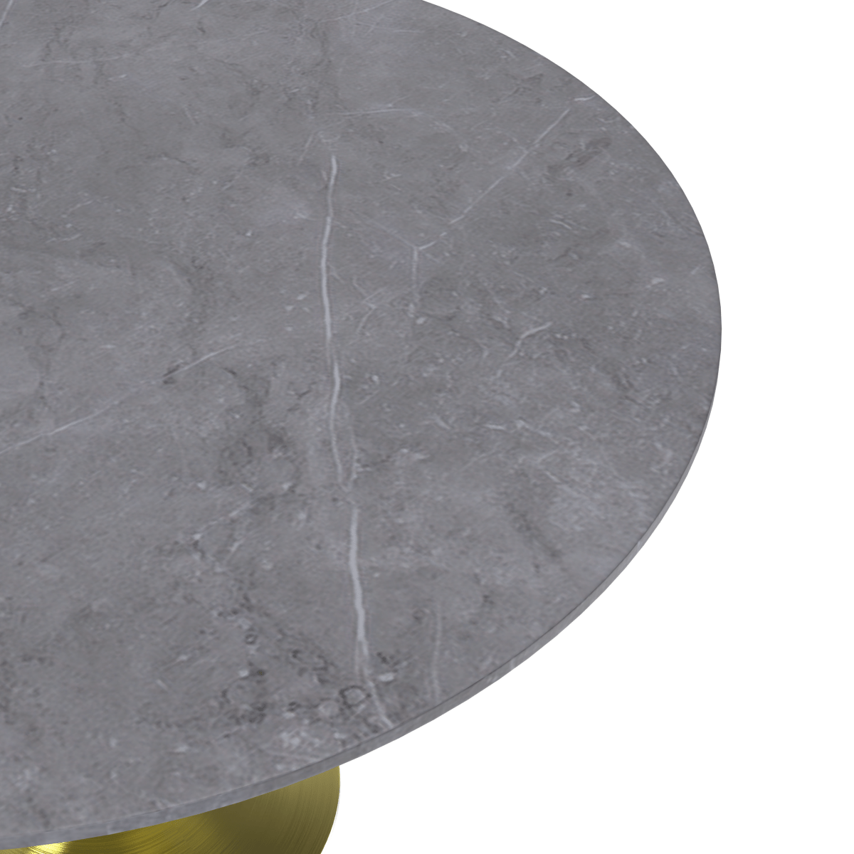 Verve Round Dining Table with MDF/Sintered Stone/Resin Tabletop in Gold Stainless Steel Pedestal Base Sintered Stone 48 Inch Grey Dining Table Leisuremod