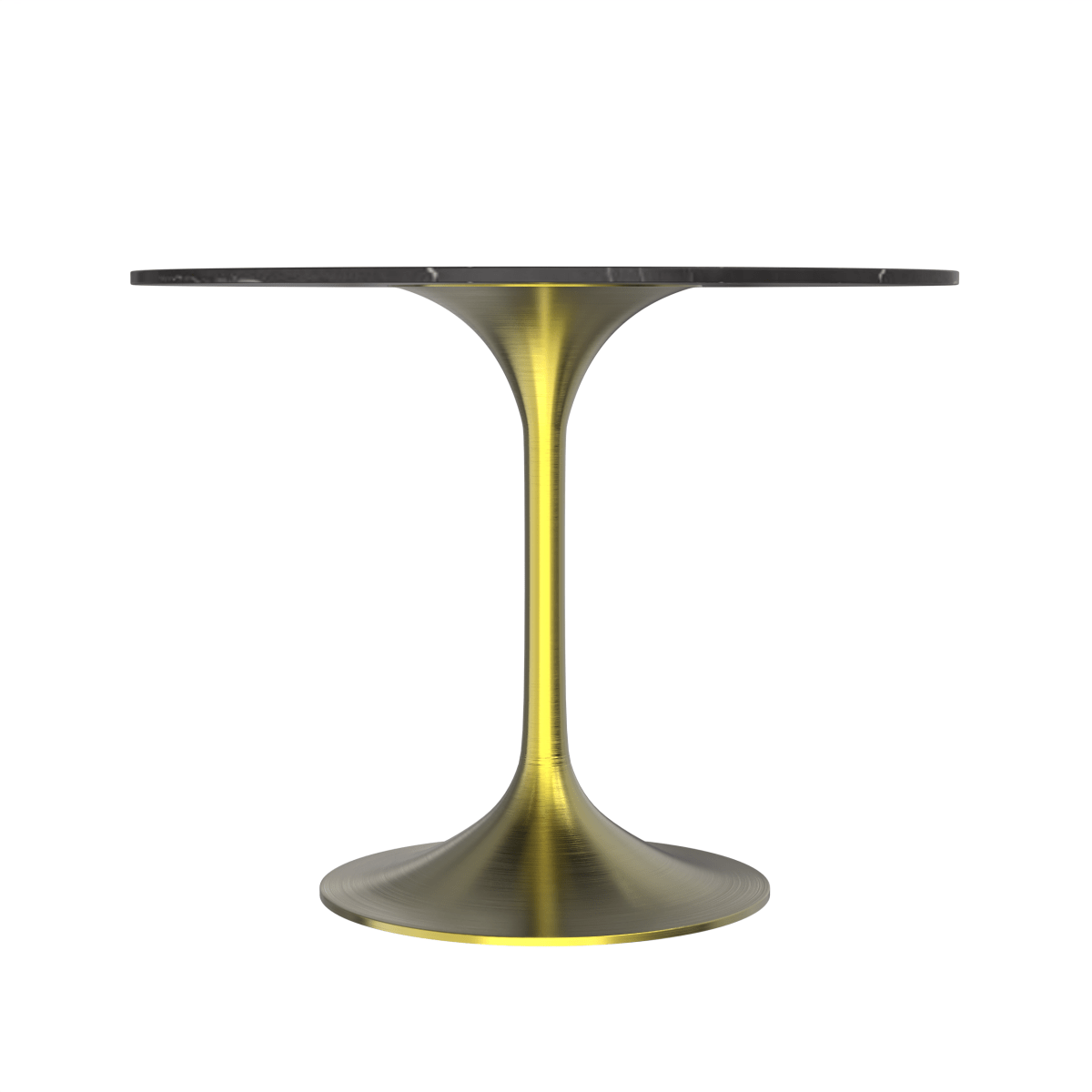 Verve Round Dining Table with MDF/Sintered Stone/Resin Tabletop in Gold Stainless Steel Pedestal Base Sintered Stone 36 Inch Black Dining Table Leisuremod