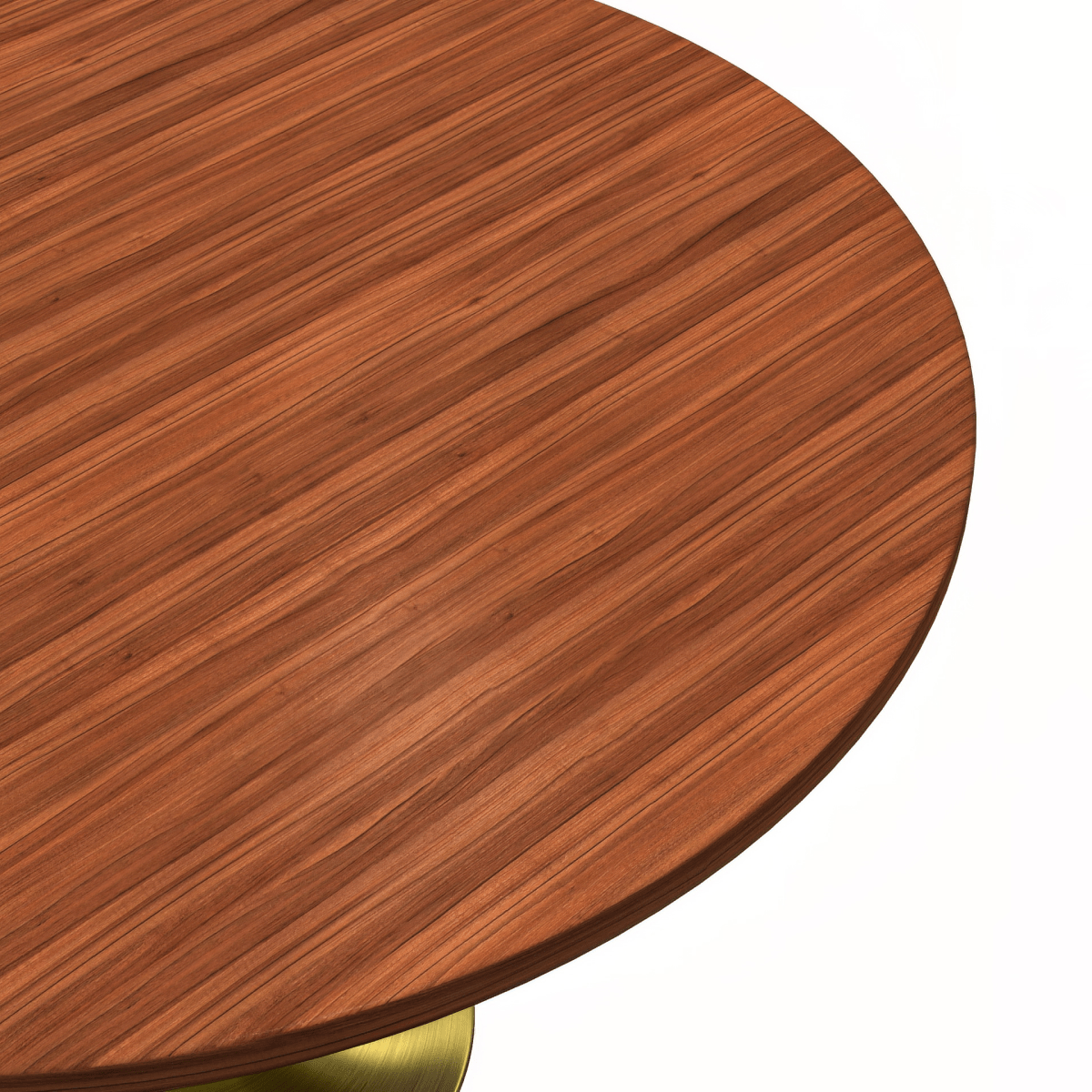 Verve Round Dining Table with MDF/Sintered Stone/Resin Tabletop in Gold Stainless Steel Pedestal Base MDF 48 Inch Cognac Brown Dining Table Leisuremod