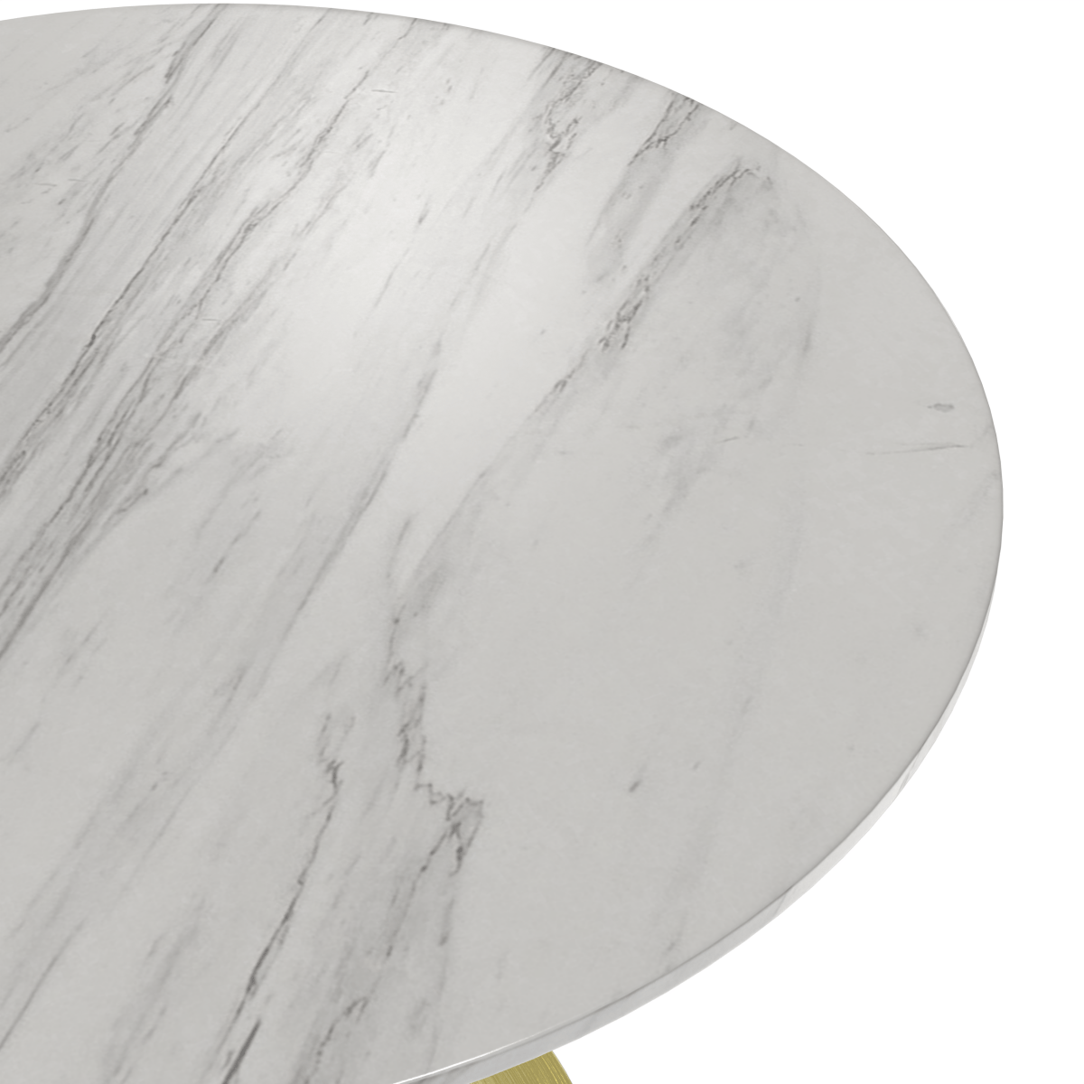Verve Round Dining Table with MDF/Sintered Stone/Resin Tabletop in Gold Stainless Steel Pedestal Base Sintered Stone 36 Inch White Dining Table Leisuremod