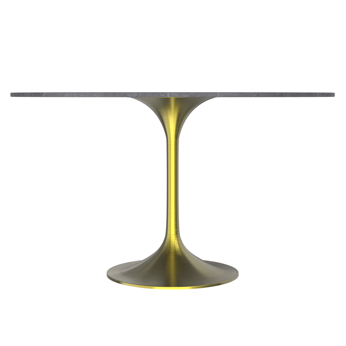Verve Round Dining Table with MDF/Sintered Stone/Resin Tabletop in Gold Stainless Steel Pedestal Base Sintered Stone 48 Inch Grey Dining Table Leisuremod