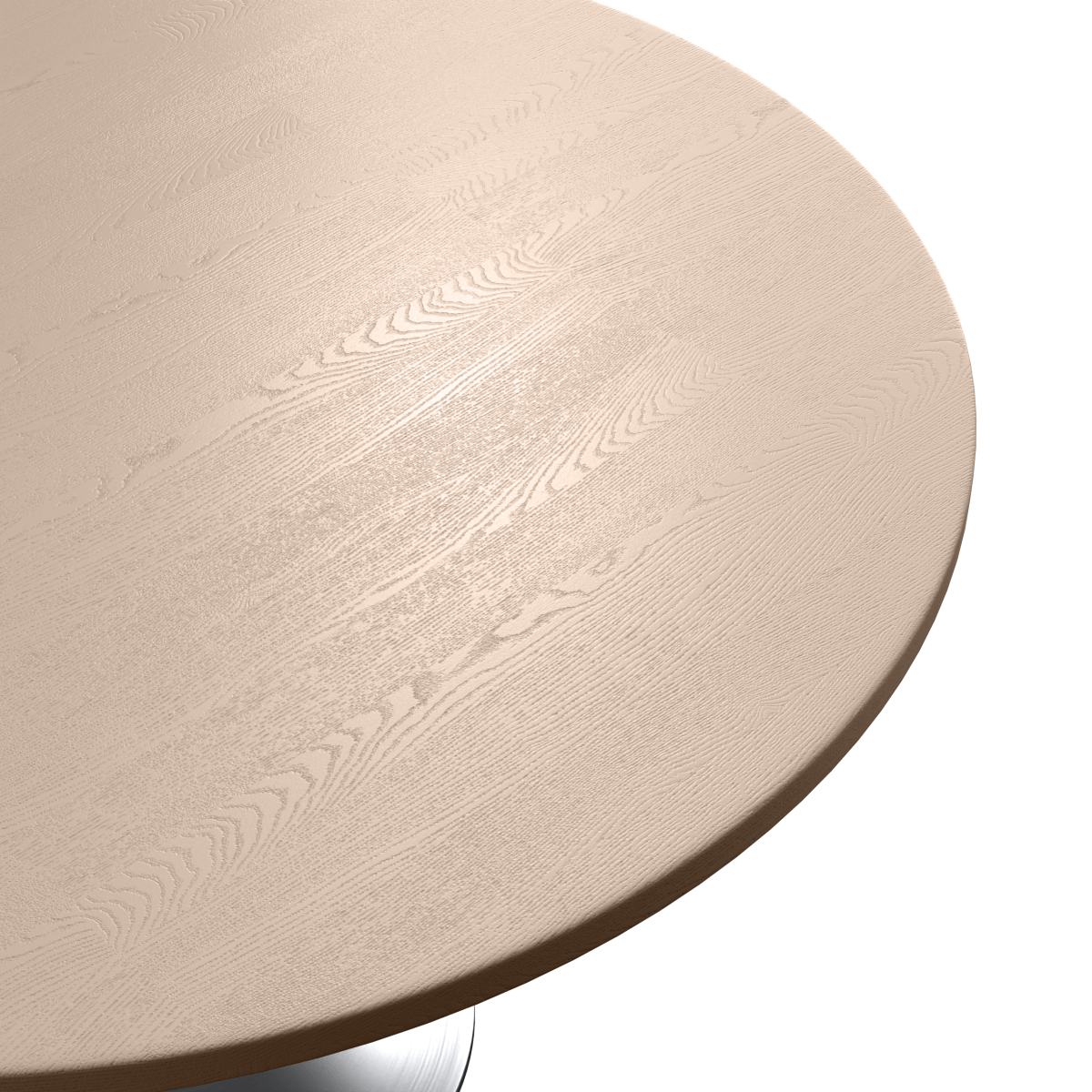 Verve Round Dining Table with MDF/Sintered Stone/Resin Tabletop in Silver Stainless Steel Pedestal Base MDF 48 Inch Natural Wood Dining Table Leisuremod