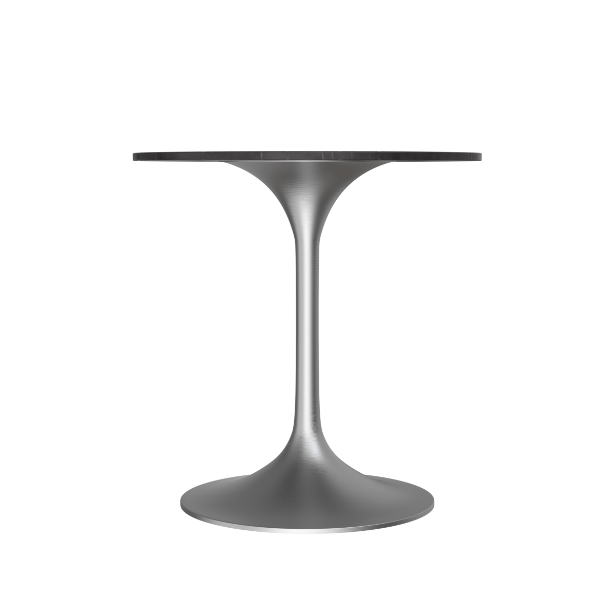 Verve Round Dining Table with MDF/Sintered Stone/Resin Tabletop in Silver Stainless Steel Pedestal Base Sintered Stone 27 Inch Black Stone Dining Table Leisuremod