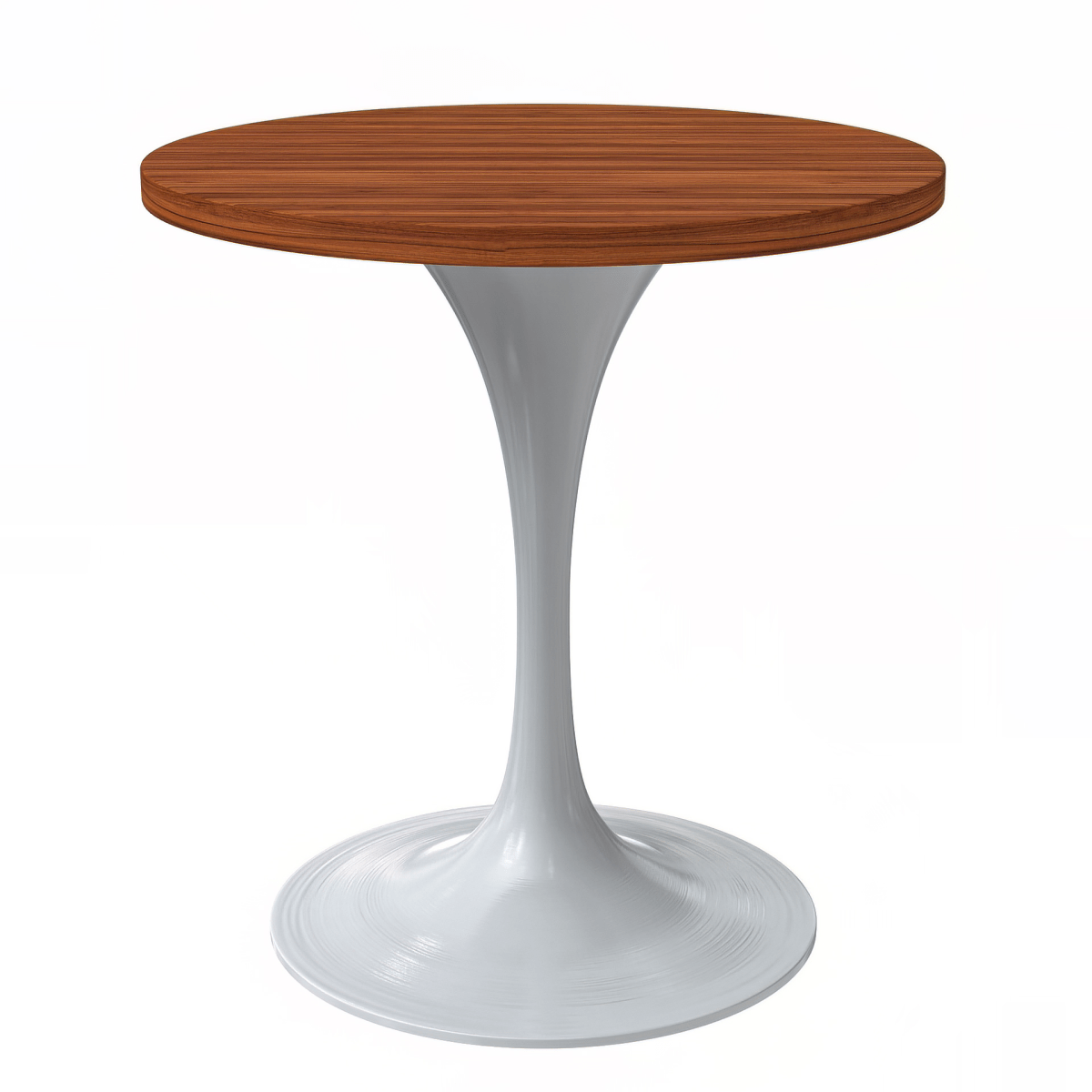 Verve Round Dining Table with MDF/Sintered Stone/Resin Tabletop in White Stainless Steel Pedestal Base MDF 27 Inch Cognac Brown Dining Table Leisuremod