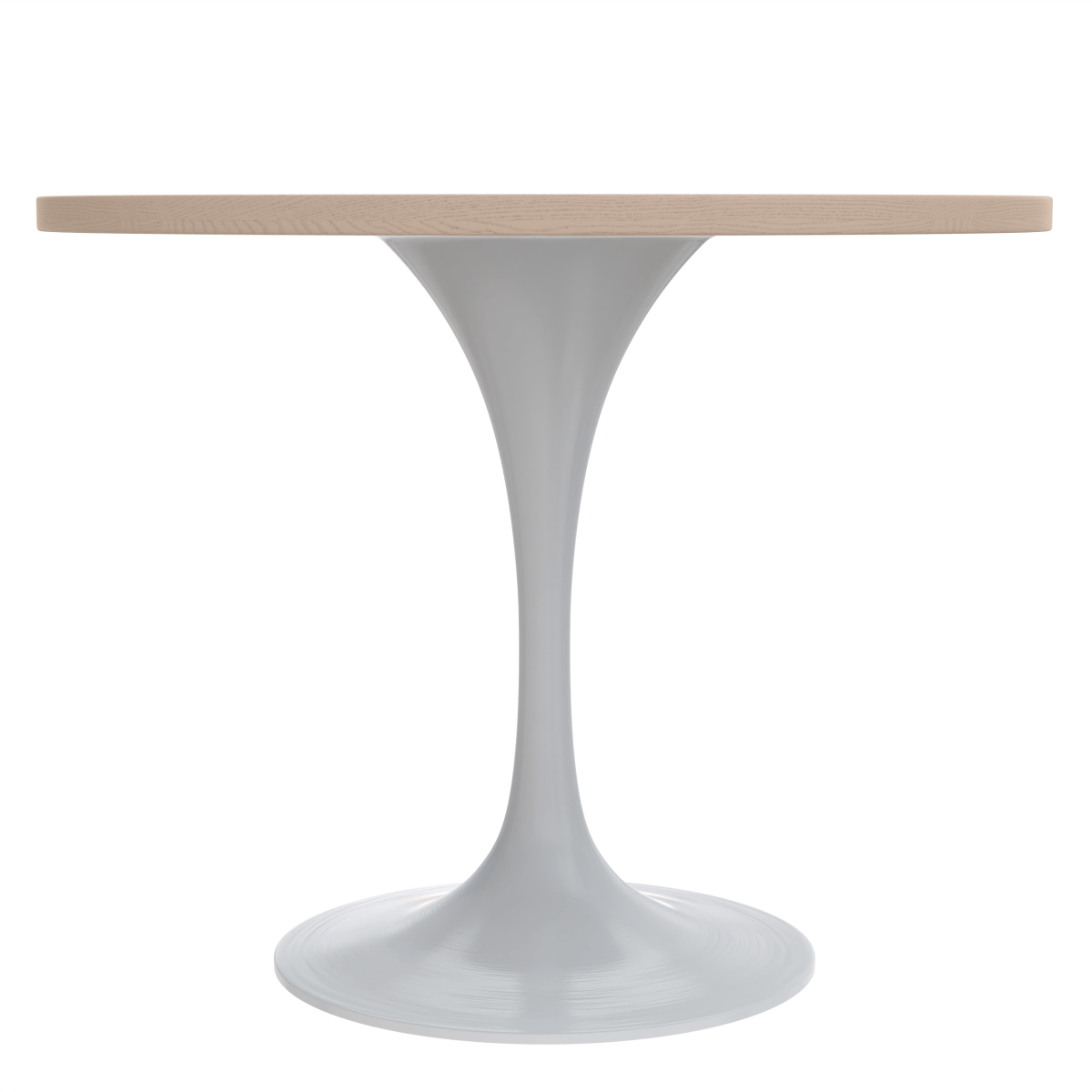 Verve Round Dining Table with MDF/Sintered Stone/Resin Tabletop in White Stainless Steel Pedestal Base MDF 36 Inch Natural Wood Dining Table Leisuremod