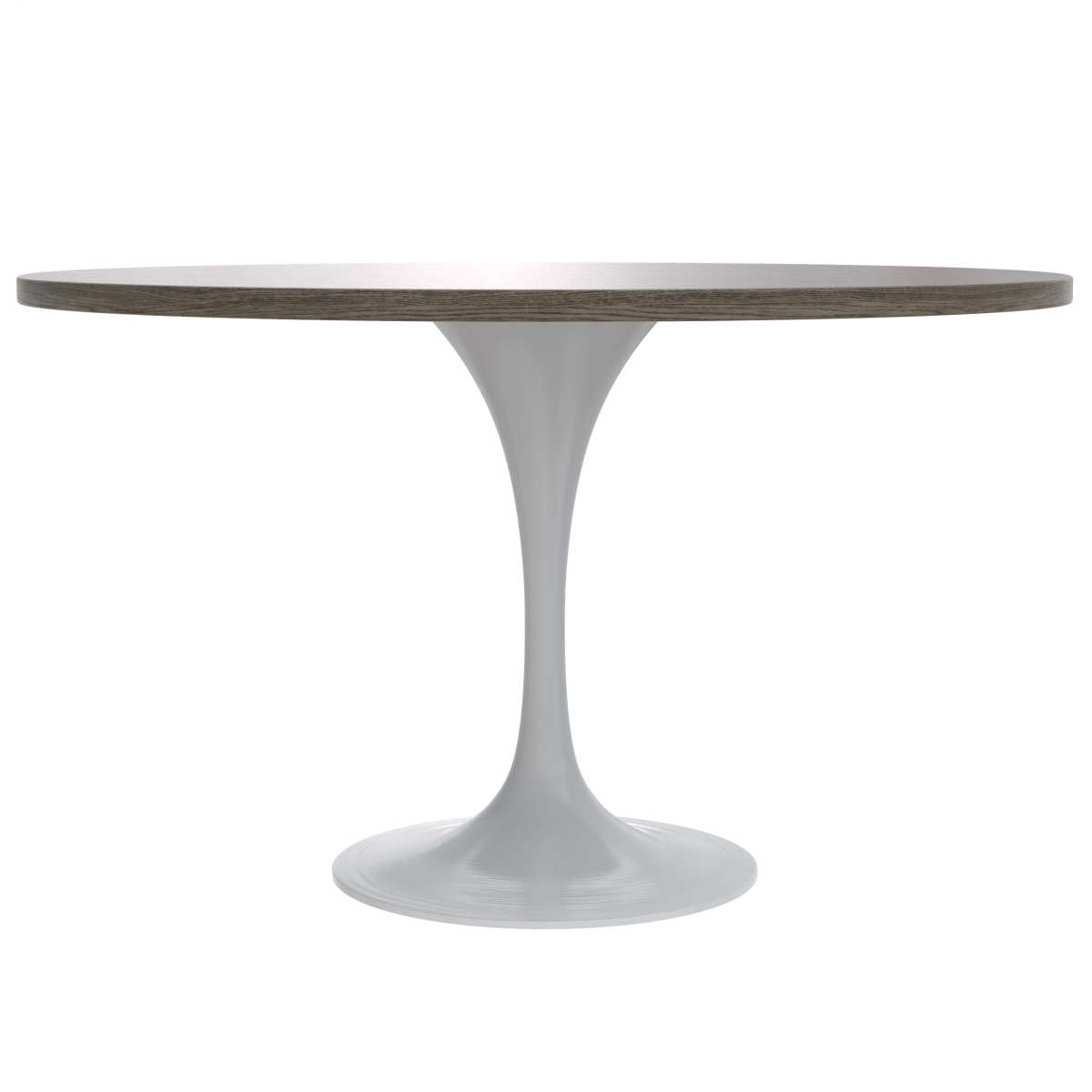 Verve Round Dining Table with MDF/Sintered Stone/Resin Tabletop in White Stainless Steel Pedestal Base MDF 48 Inch Dark Maple Dining Table Leisuremod