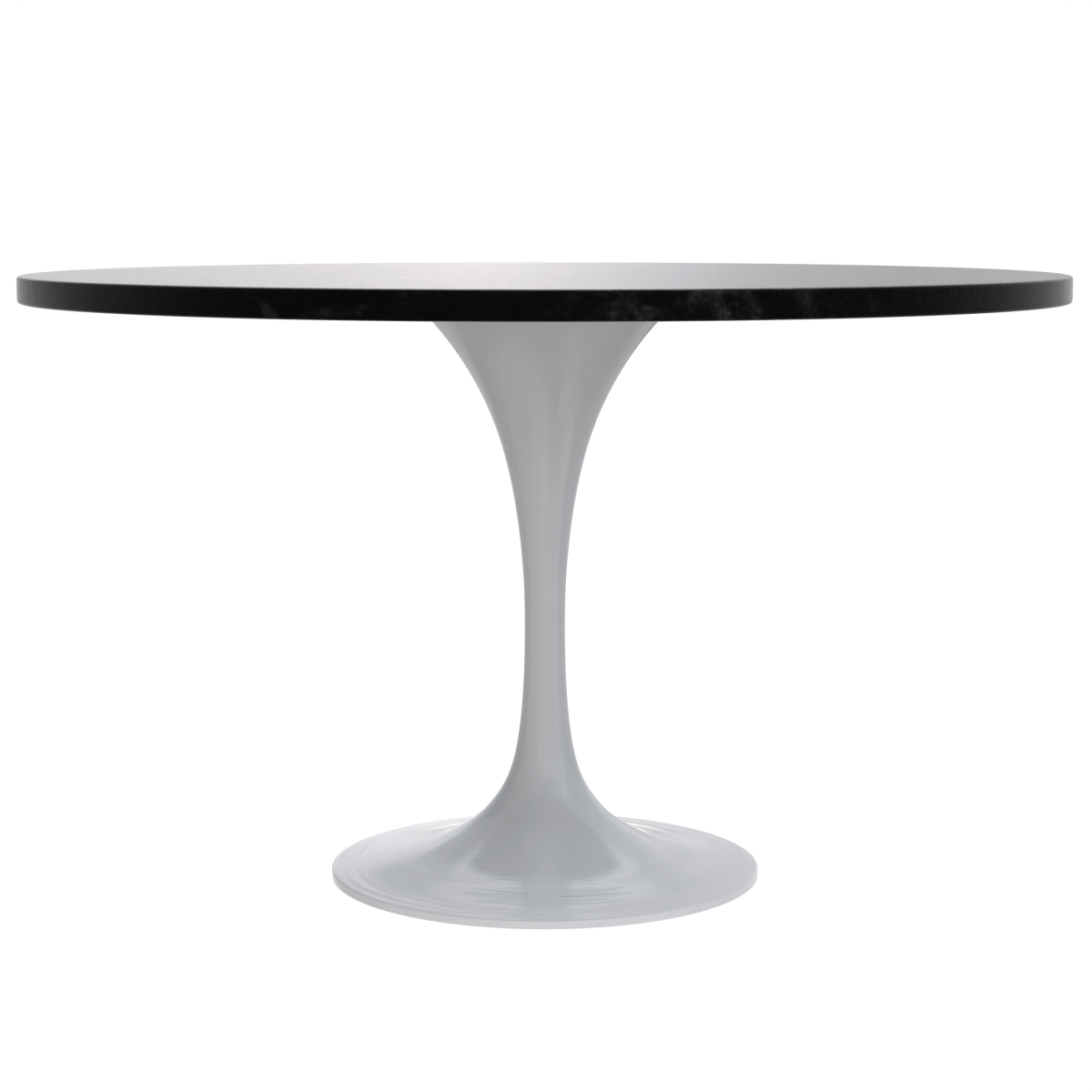 Verve Round Dining Table with MDF/Sintered Stone/Resin Tabletop in White Stainless Steel Pedestal Base MDF 48 Inch Black Dining Table Leisuremod