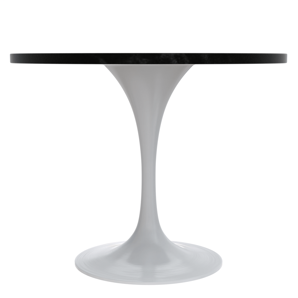 Verve Round Dining Table with MDF/Sintered Stone/Resin Tabletop in White Stainless Steel Pedestal Base MDF 36 Inch Black Dining Table Leisuremod